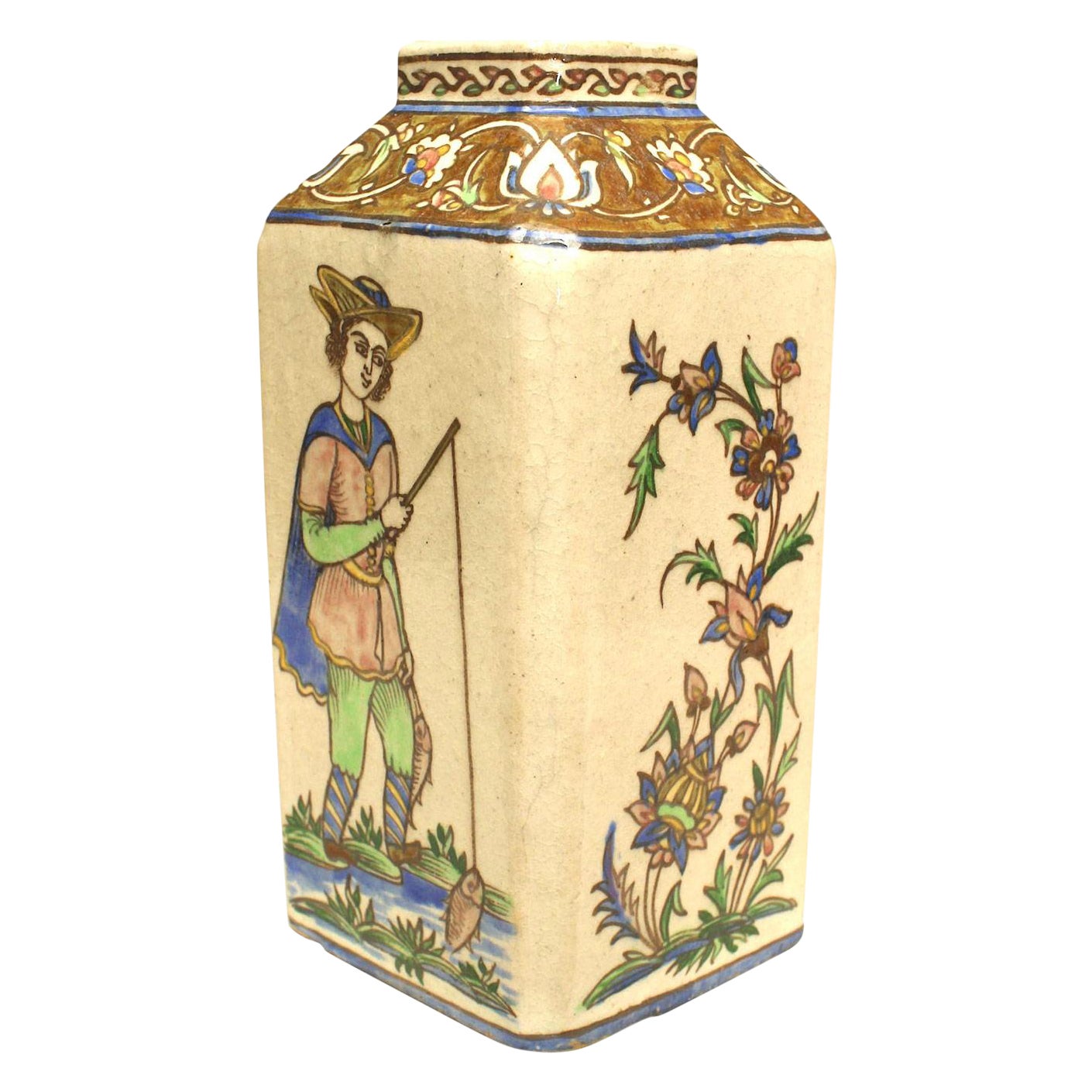 Persian Style Glazed Earthenware Vase For Sale