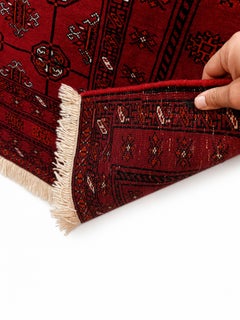Persian Style Red Bokhara Rug, Handwoven Wool Carpet, 47.24 x 70.87 in