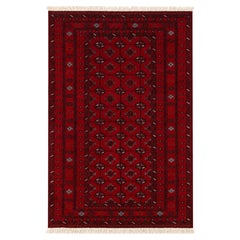 Persian Style Red Bokhara Rug, Handwoven Wool Carpet, 47.24 x 70.87 in