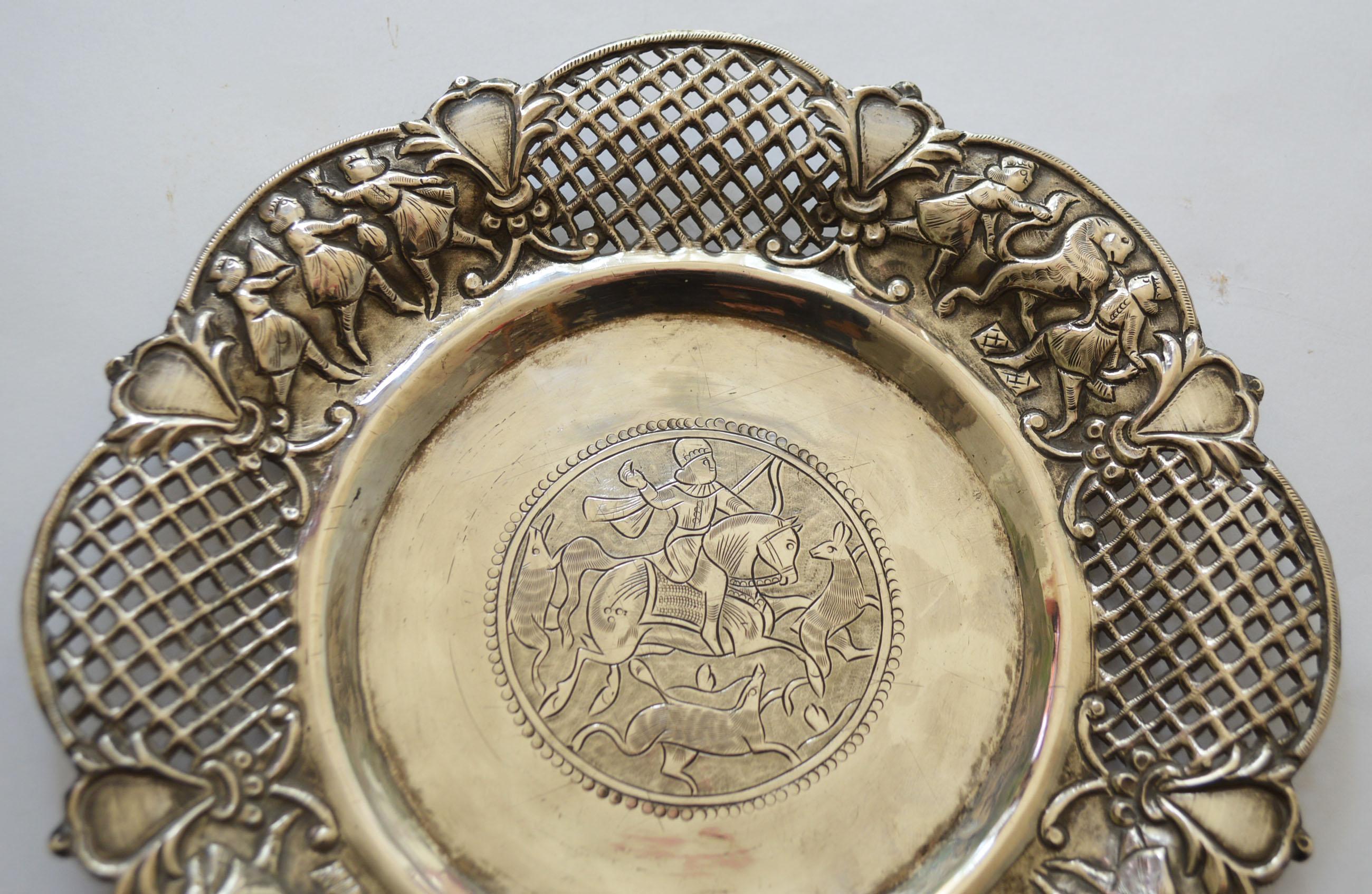 Hand-Crafted Persian Style Silver Dish Interior Design Antiques Asian Islamic Indian
