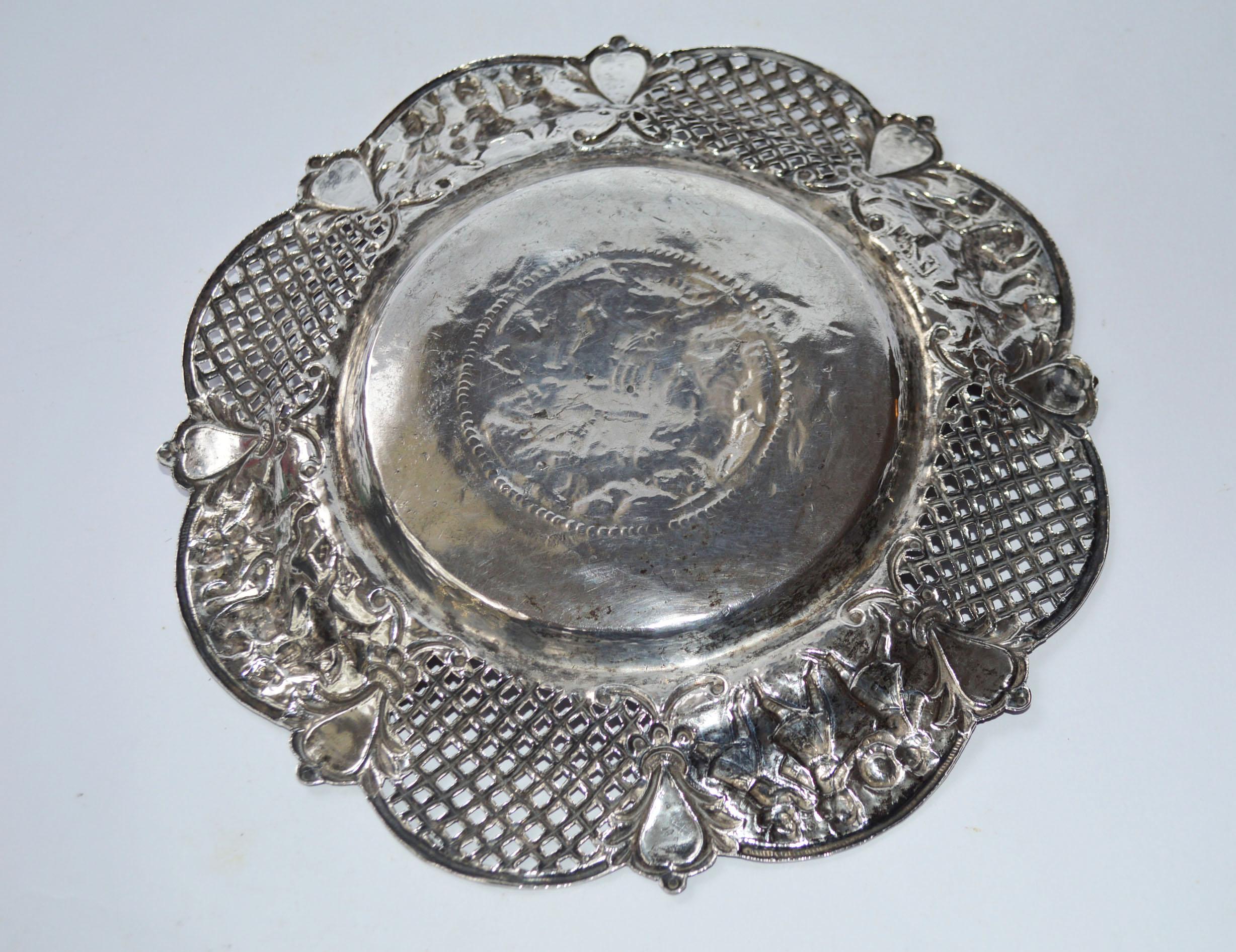 Mid-20th Century Persian Style Silver Dish Interior Design Antiques Asian Islamic Indian