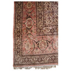 Vintage Persian Style Wool Rug Soft Pinks and Browns