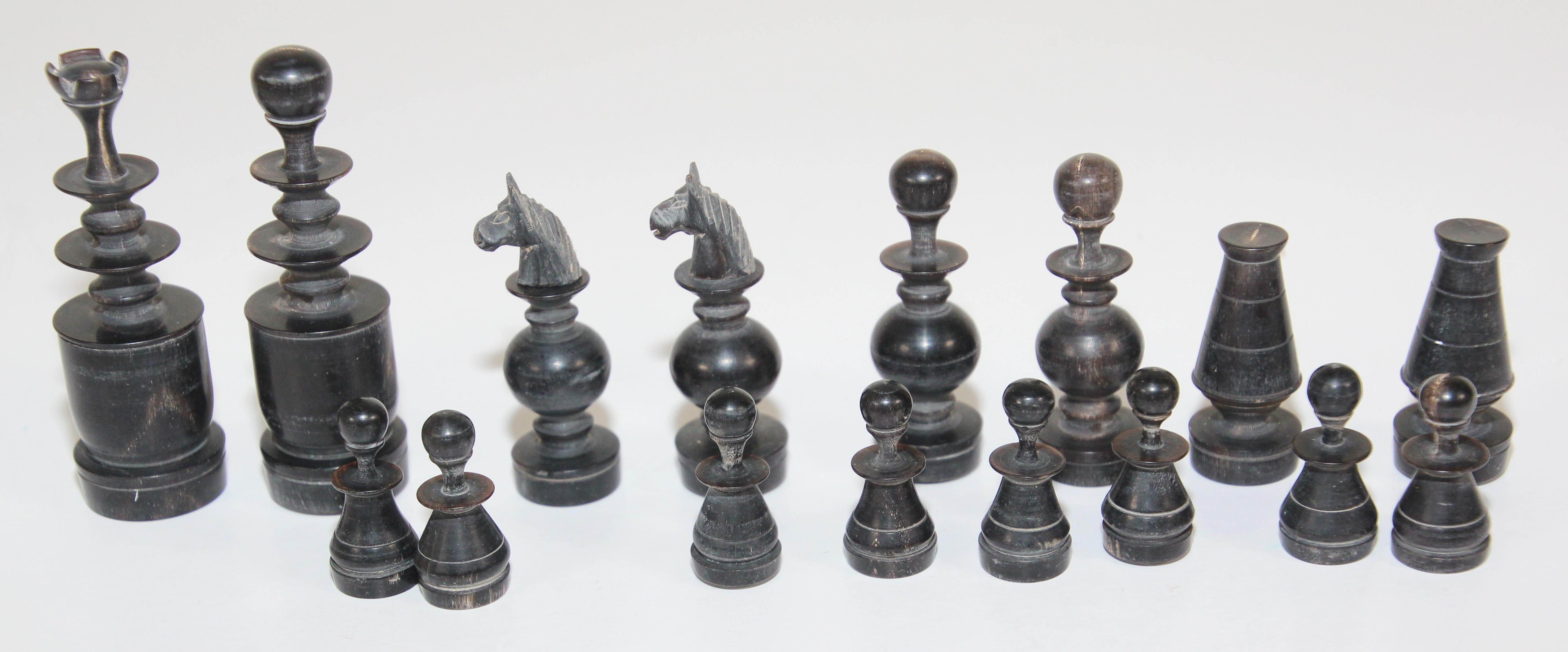 Middle Eastern Micro Mosaic Octagonal Chess Game with Horn Pieces For Sale 6