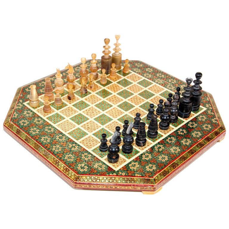 English Chess Set - old London chess pieces - Antique White and