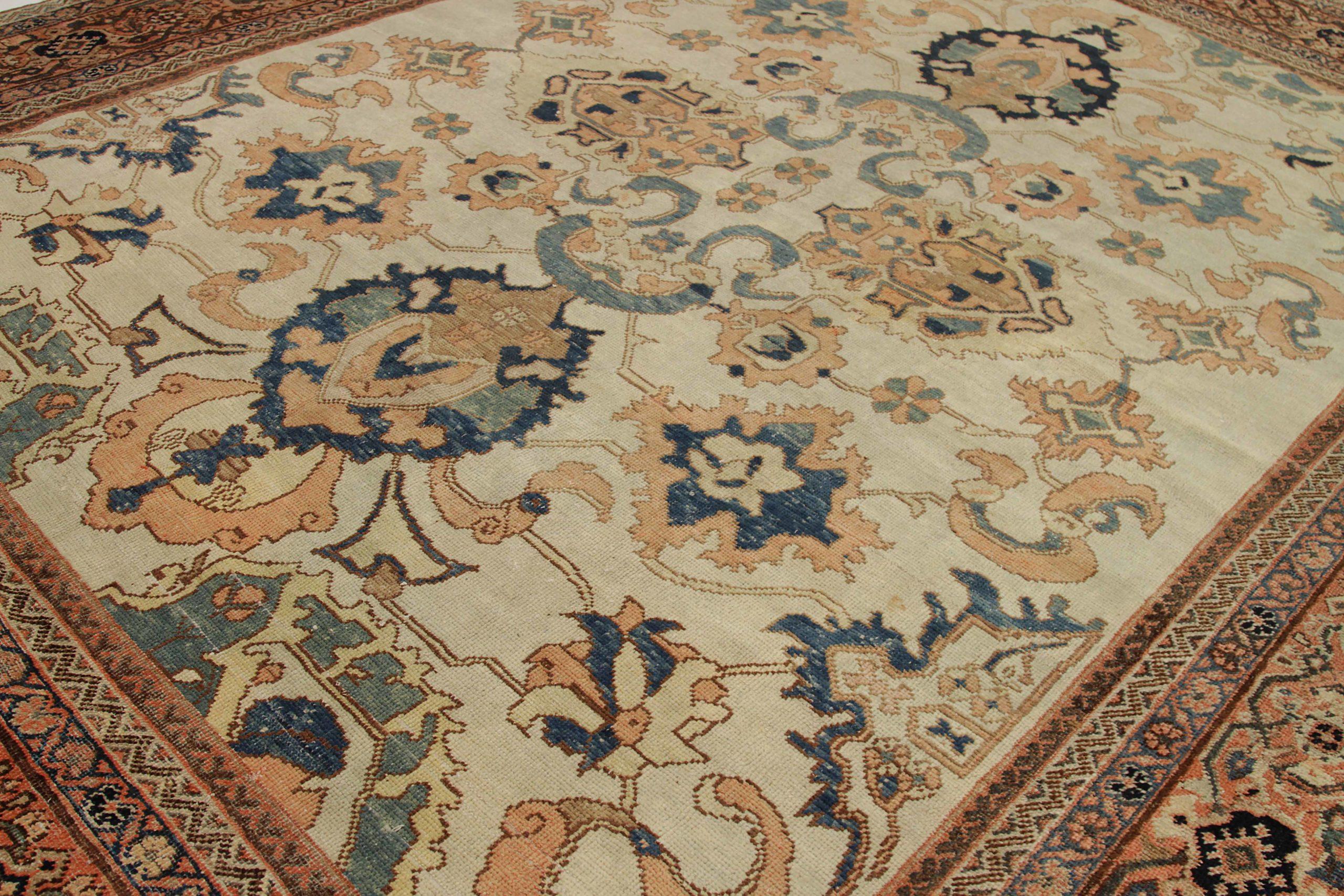 Persische Sultanabad-Teppiche aus Wolle in Blau, Elfenbein, Rosa und Rot, um 1880, 92425 (Asiatisch) im Angebot