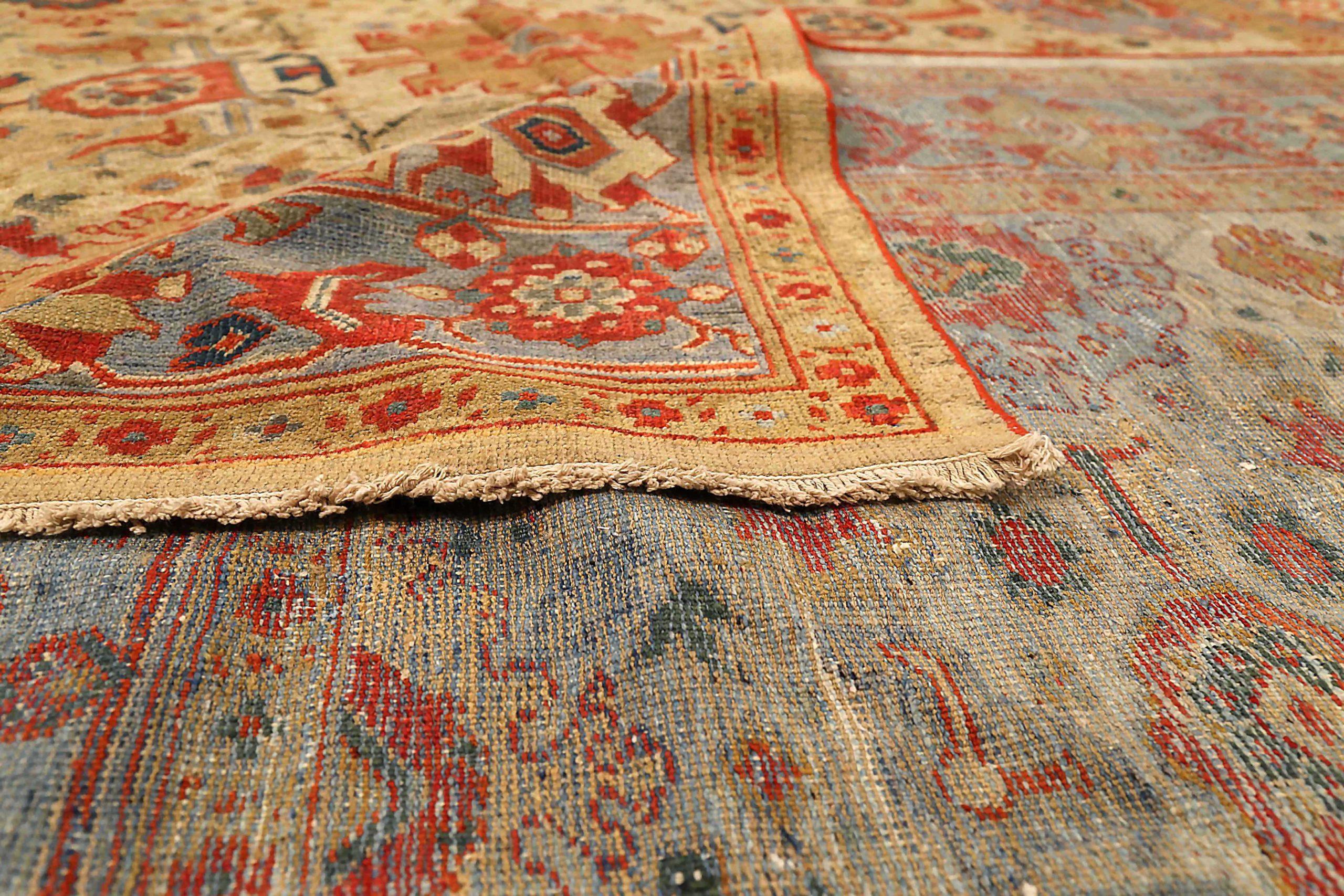 Persische Sultanabad-Teppiche Circa 1880 - Wolle Blau Elfenbein Rot 73032 im Zustand „Hervorragend“ im Angebot in Dallas, TX