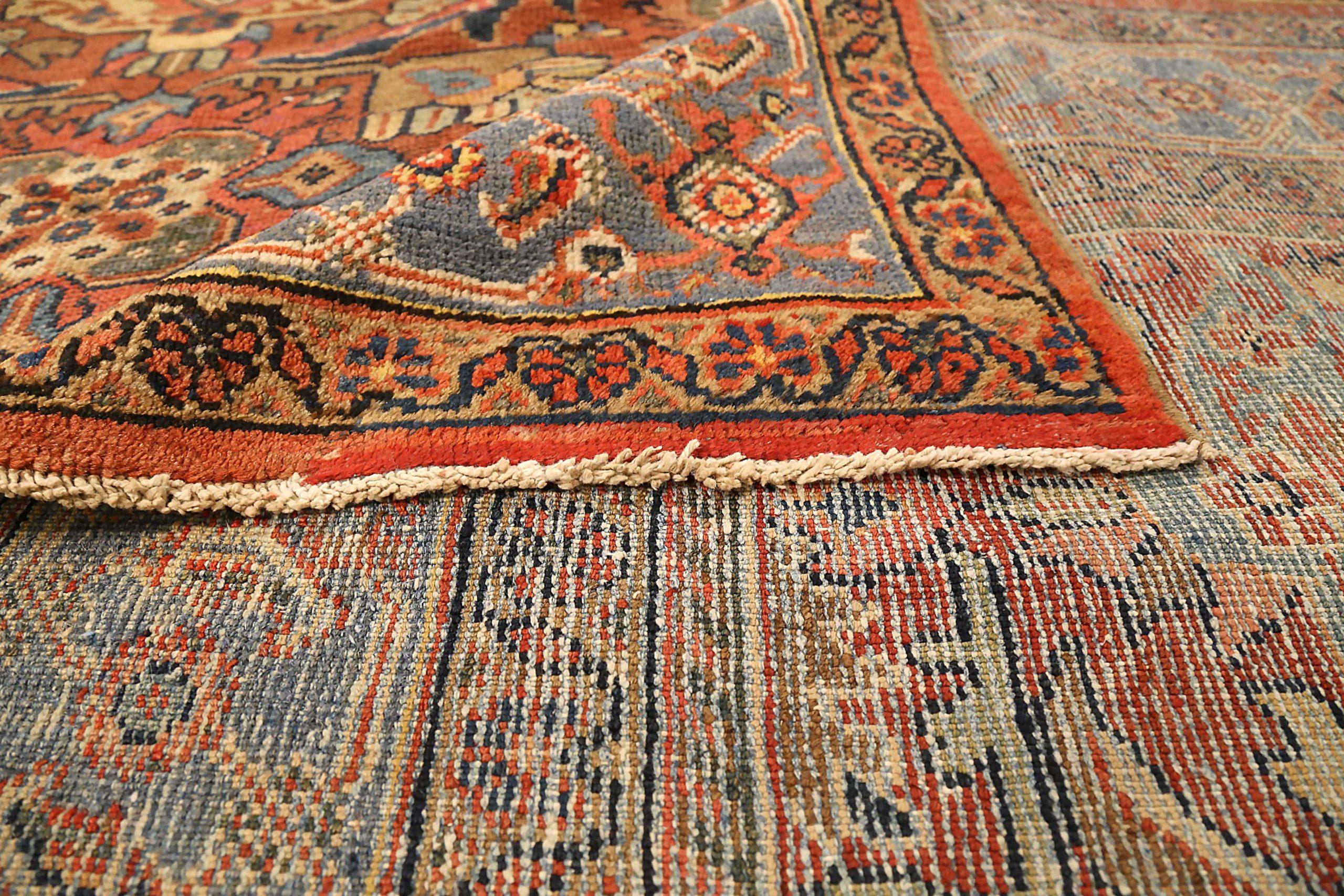 Persische Sultanabad-Teppiche aus Wolle in Blau, Elfenbein und Rot 73044 im Zustand „Hervorragend“ im Angebot in Dallas, TX