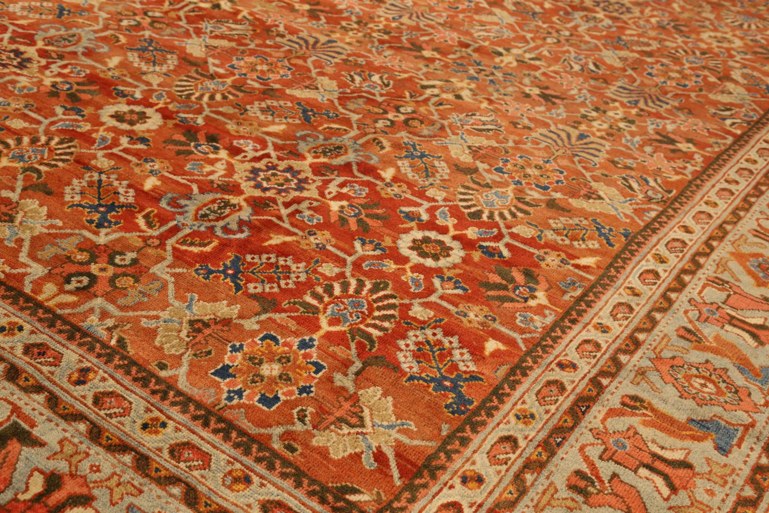 Persische Sultanabad-Teppiche Circa 1880 - Wolle Blau Elfenbein Rot 73340 (Asiatisch) im Angebot