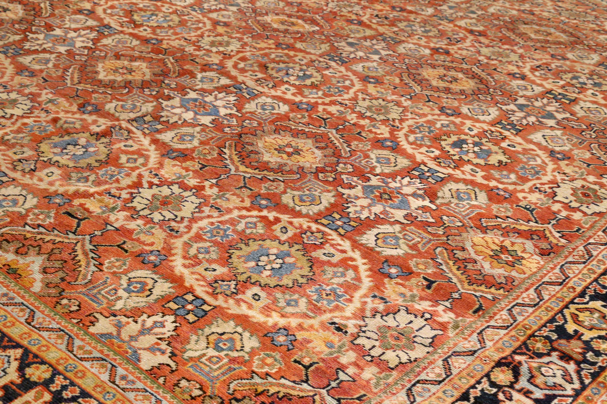 Persische Sultanabad-Teppiche Circa 1880 - Wolle Blau Elfenbein Rot Design - 75465 (Asiatisch) im Angebot