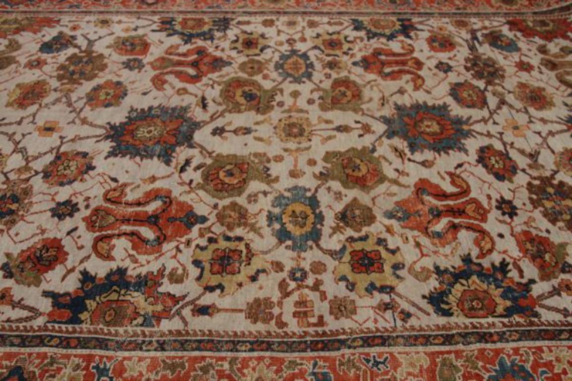Persische Sultanabad-Teppiche Circa 1880 - Wolle Blau Elfenbein Rot Design - 91756 (Asiatisch) im Angebot