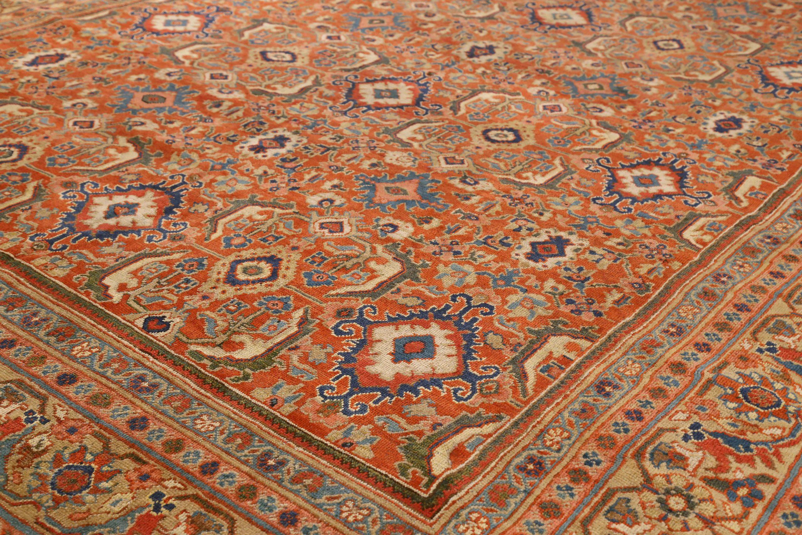 Persische Sultanabad-Teppiche aus Wolle in Blau, Elfenbein und Rot 72962 (Asiatisch) im Angebot