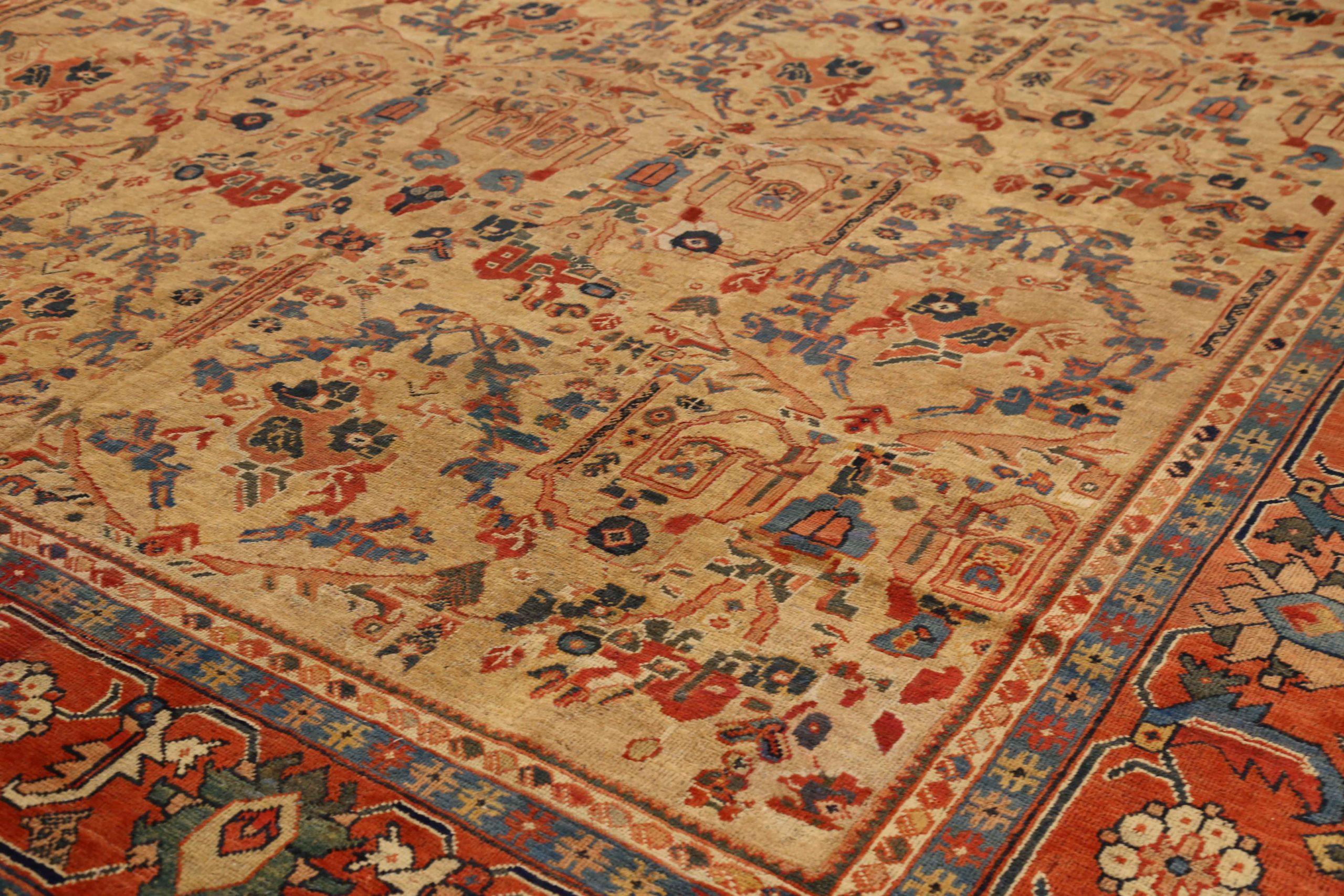 Persische Sultanabad-Teppiche Circa 1880 - Wolle Blau Elfenbein Rot 72963 (Asiatisch) im Angebot