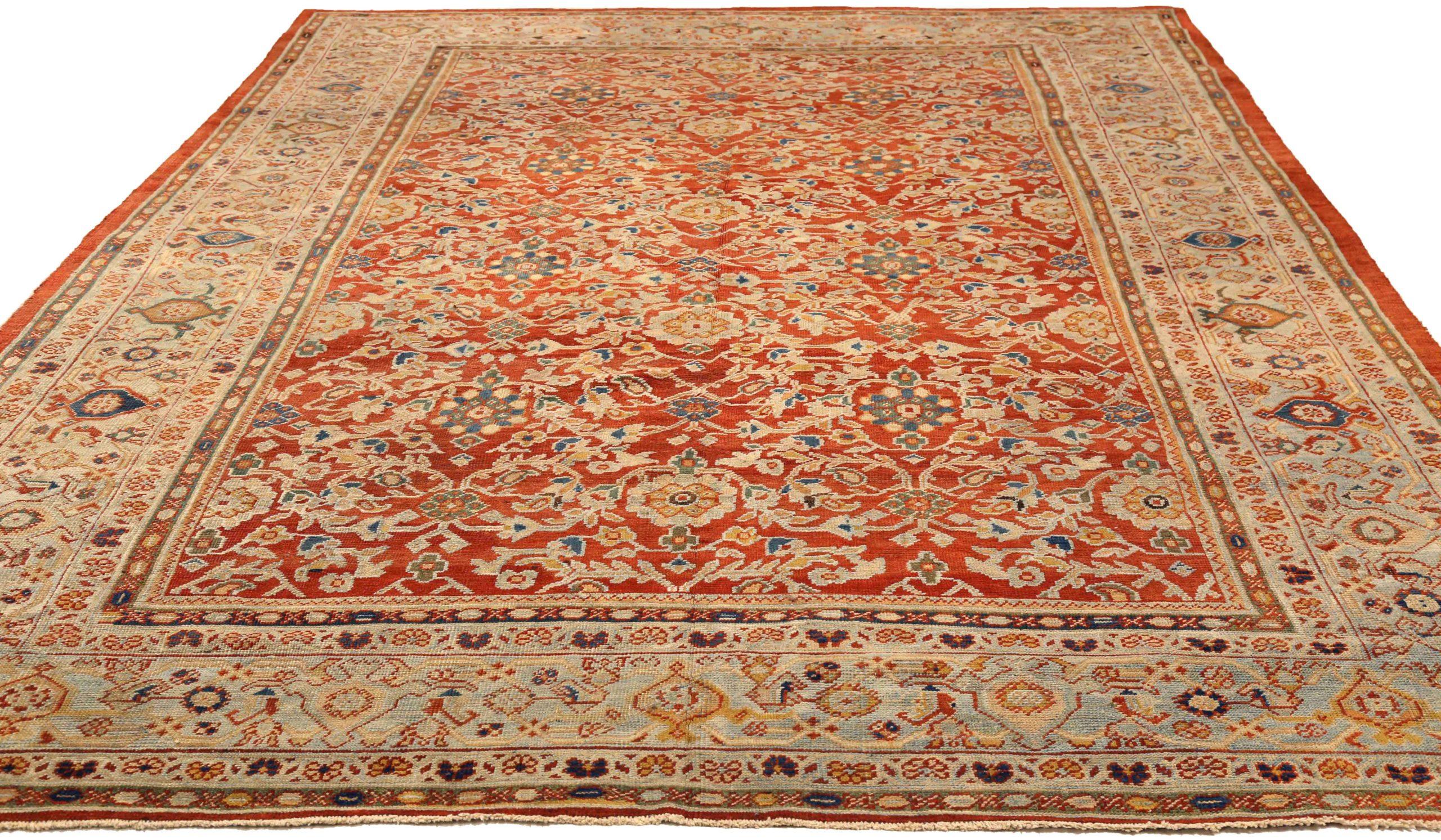Entdecken Sie die Eleganz der persischen Sultanabad Teppiche von CIRCA 1880. Dieses exklusive Design aus Wolle und Braun-Elfenbein-Rot ist perfekt, um Ihren Raum zu verschönern.