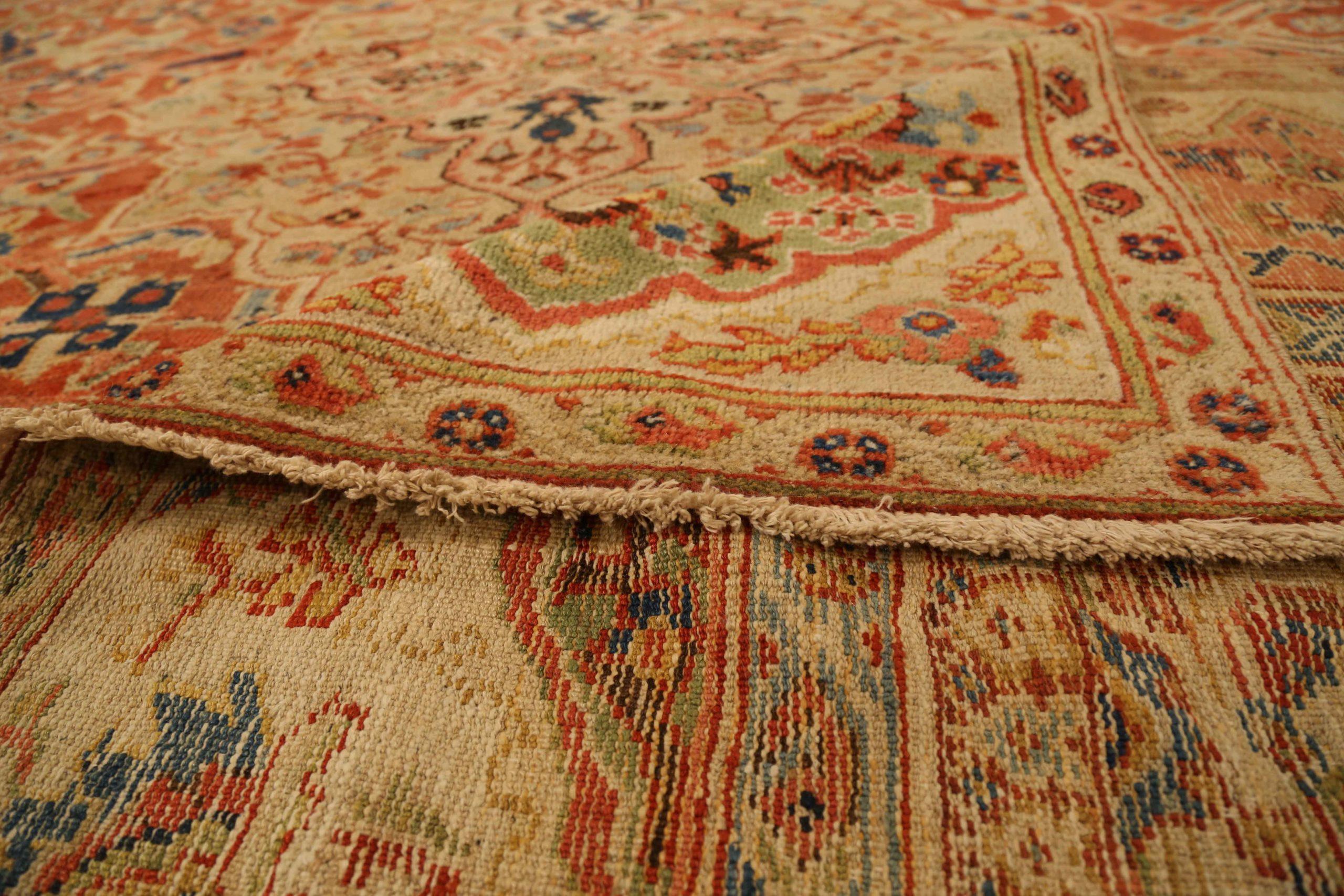Tappeti persiani Sultanabad Rugs Circa 1880 - Lana Verde Avorio Rosso 72990 In condizioni ottime in vendita a Dallas, TX