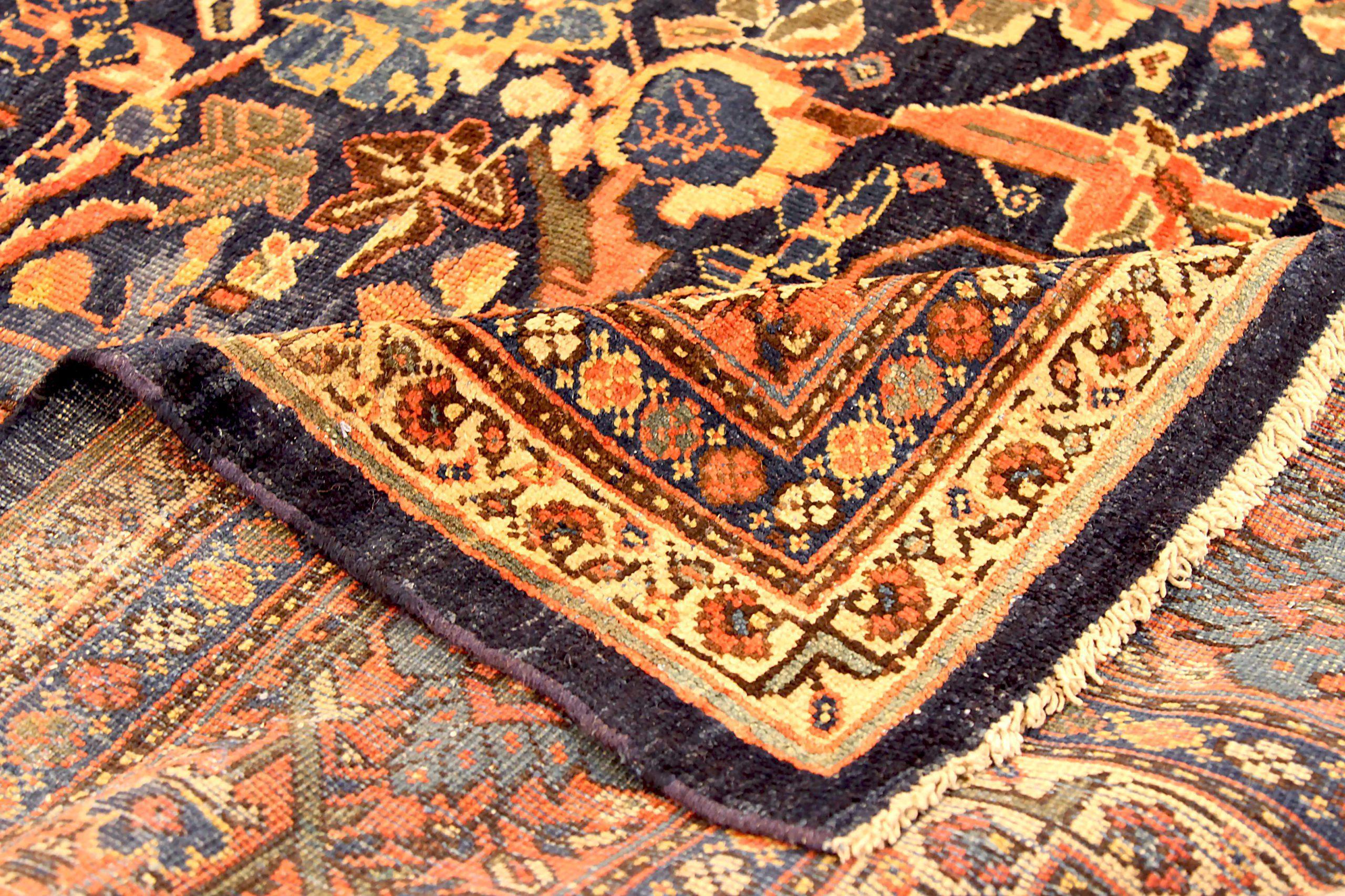 Tapis persans Sultanabad - Laine ivoire bleu marine bleu rouge 71779 Excellent état - En vente à Dallas, TX