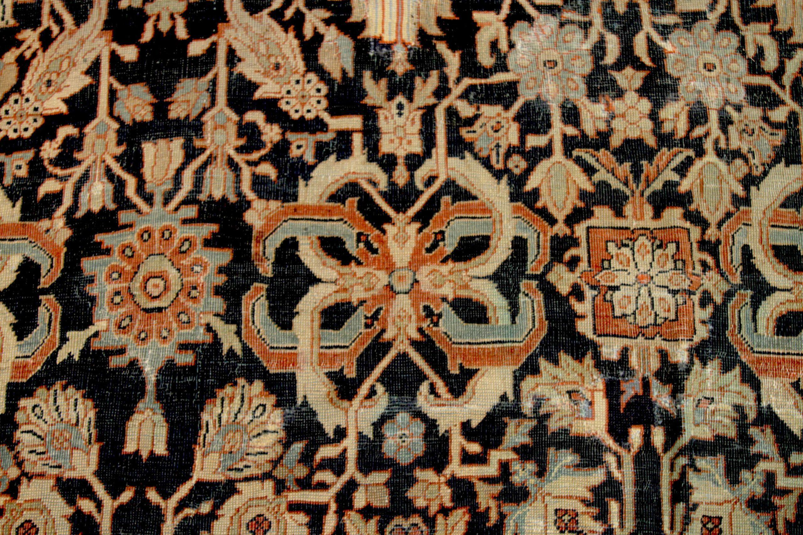Persische Sultanabad-Teppiche aus Wolle, um 1880, Elfenbein, Marineblau, Blau und Rot, 92119, Persisch (20. Jahrhundert) im Angebot