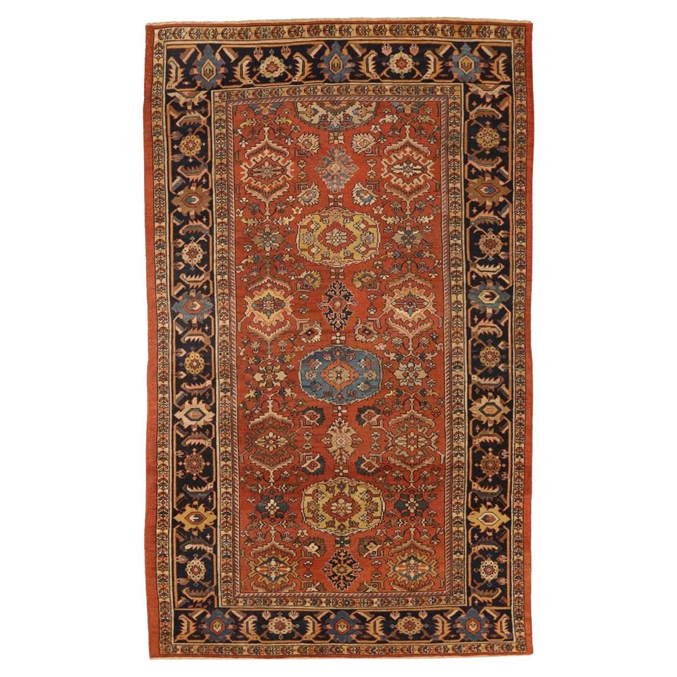 Persische Sultanabad Bereich Teppiche CIRCA 1880 - Wolle Marineblau Rot Gelb 72053