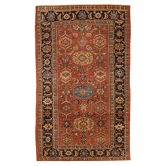 Persische Sultanabad Bereich Teppiche CIRCA 1880 - Wolle Marineblau Rot Gelb 72053