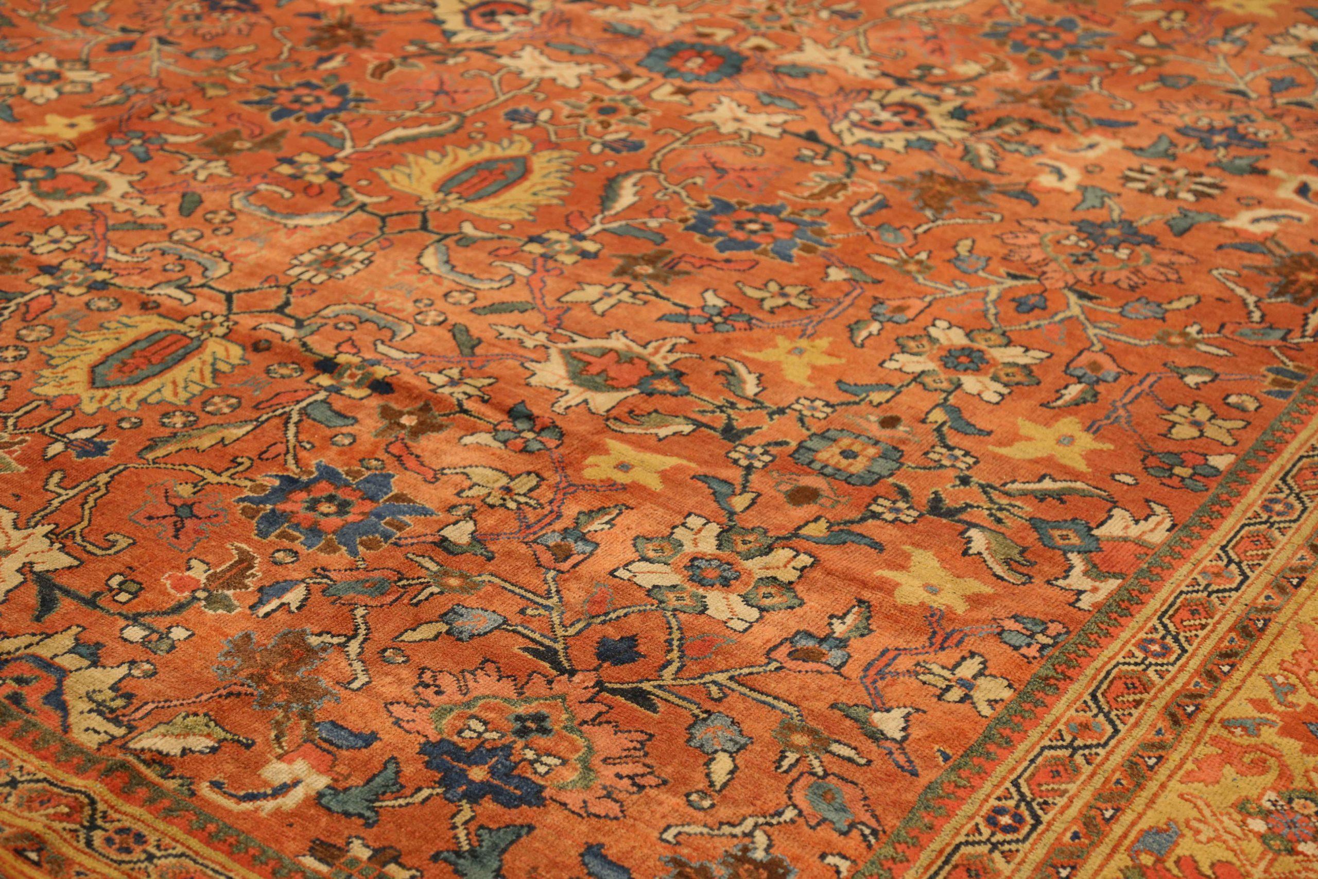 Asiatique Tapis persans Sultanabad - Laine rouge jaune 10347 en vente