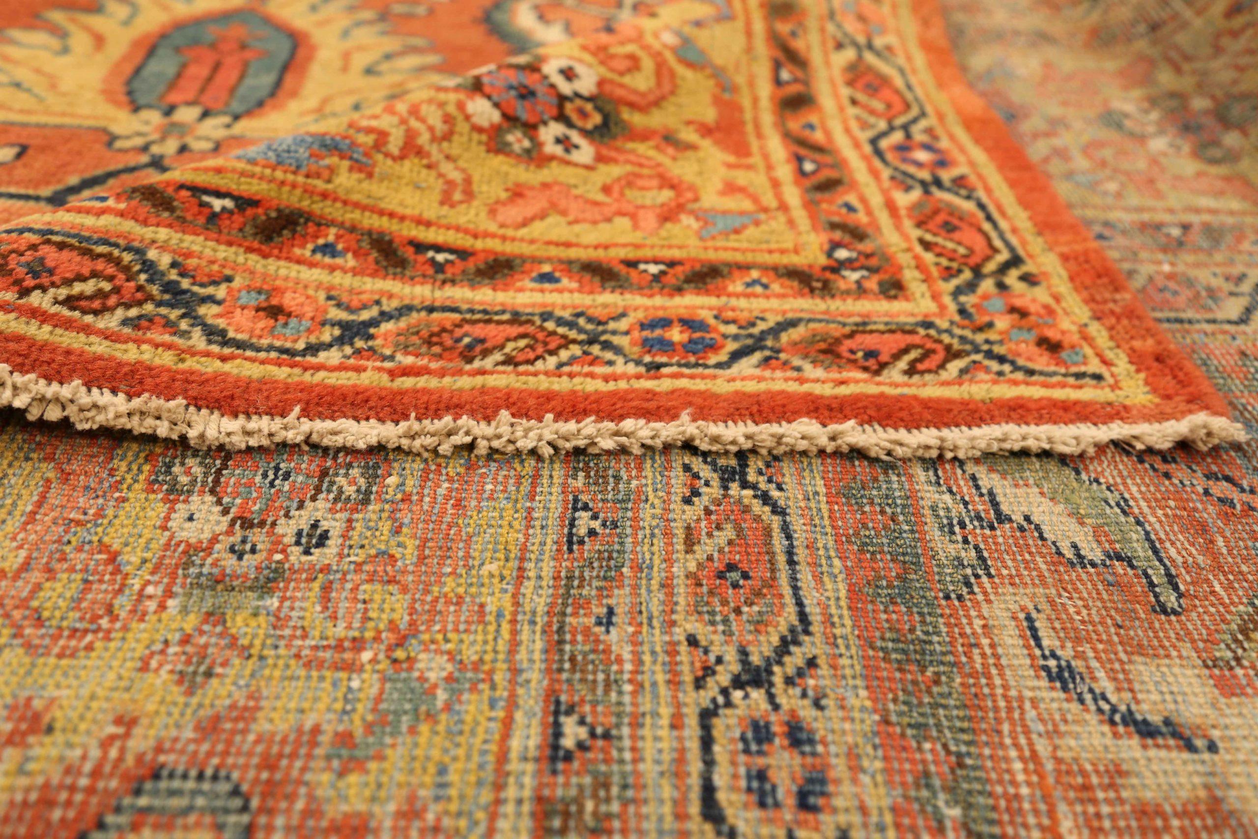 Tapis persans Sultanabad - Laine rouge jaune 10347 Excellent état - En vente à Dallas, TX
