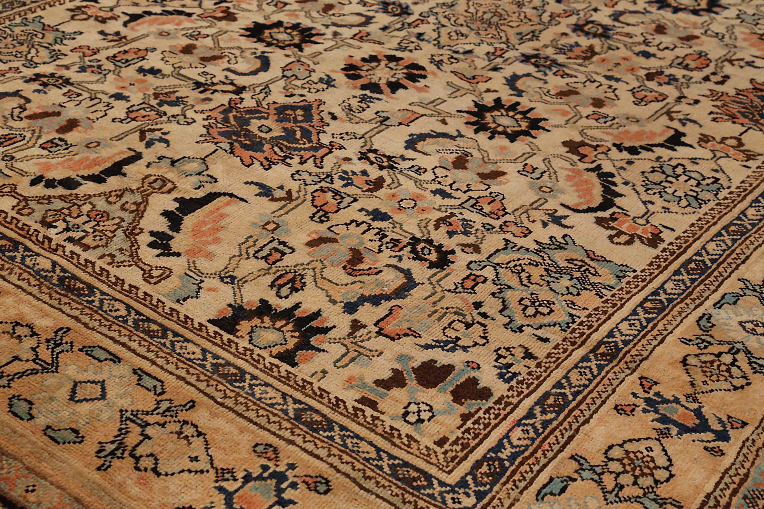 Asiatique Tapis Persan Sultanabad Circa 1910 - Laine Noir Ivoire Rose 72422 en vente