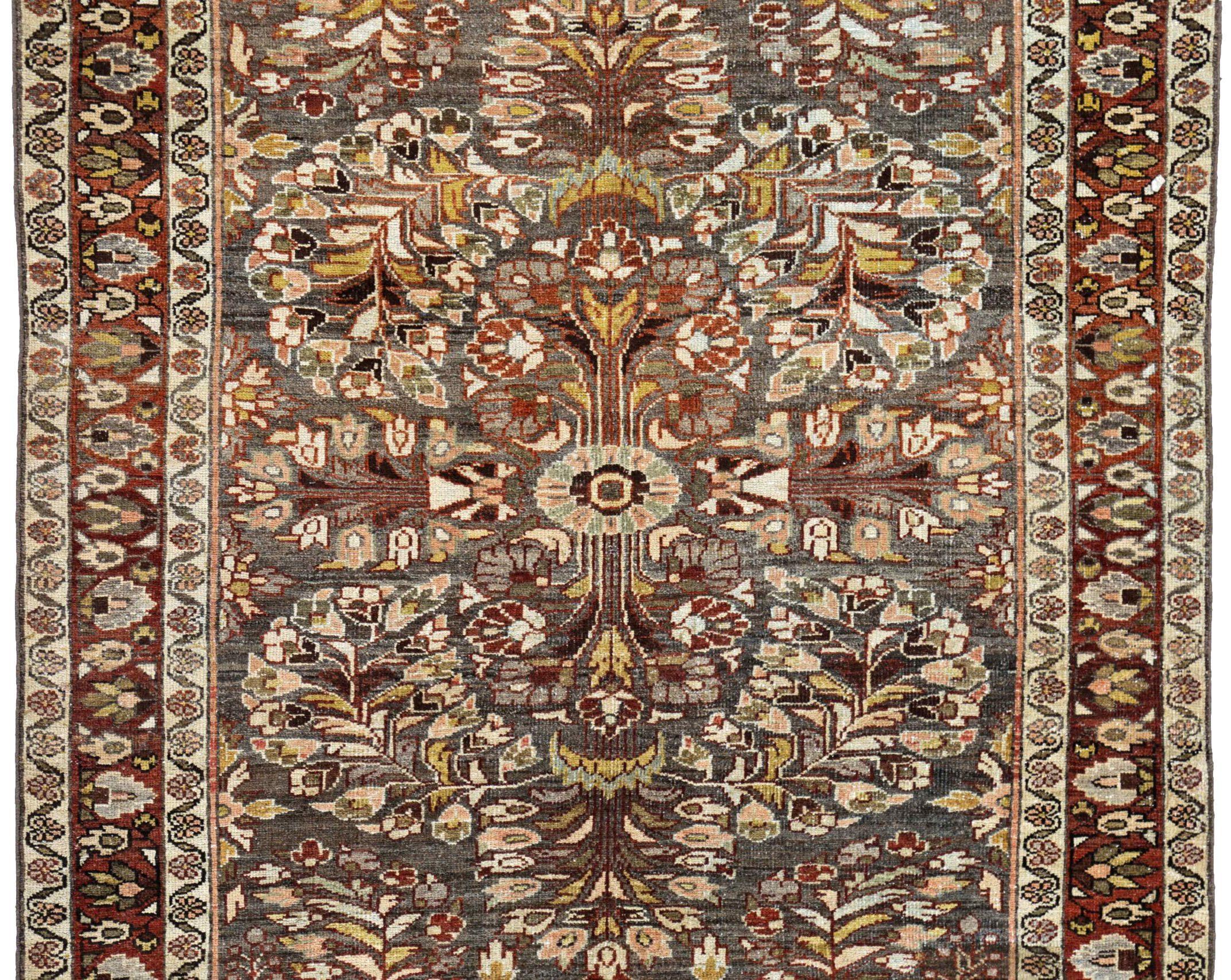 Persische Sultanabad Bereich Teppiche CIRCA 1910 - Wolle Braun Rot Gelb Design - 91286 (Asiatisch) im Angebot