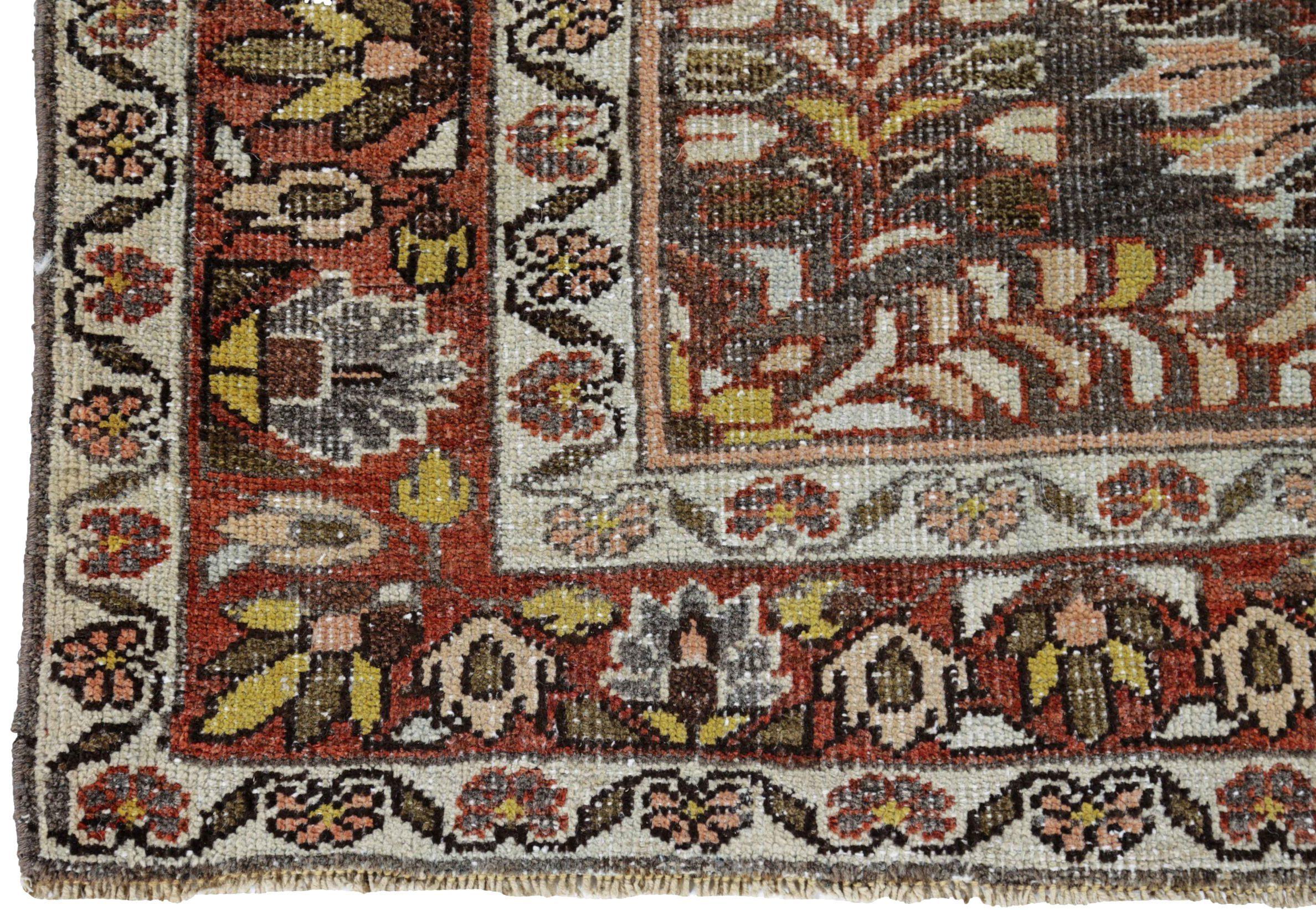 Persische Sultanabad Bereich Teppiche CIRCA 1910 - Wolle Braun Rot Gelb Design - 91286 im Zustand „Hervorragend“ im Angebot in Dallas, TX