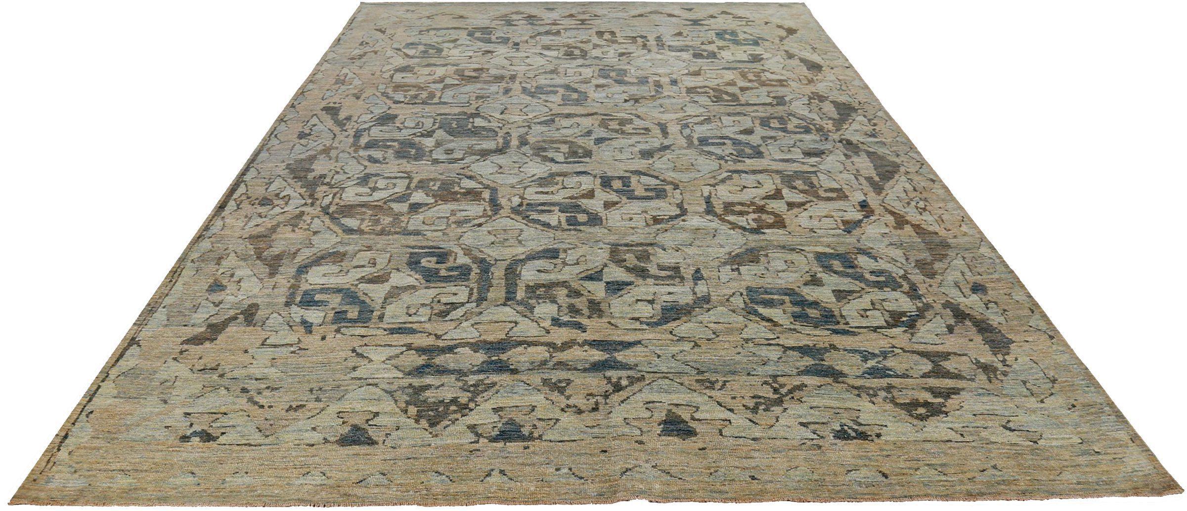 Entdecken Sie die Eleganz der persischen Sultanabad Teppiche von CIRCA 1990. Dieses exklusive Design aus Wolle und BlauBraunElfenbein ist perfekt, um Ihren Raum zu verschönern.