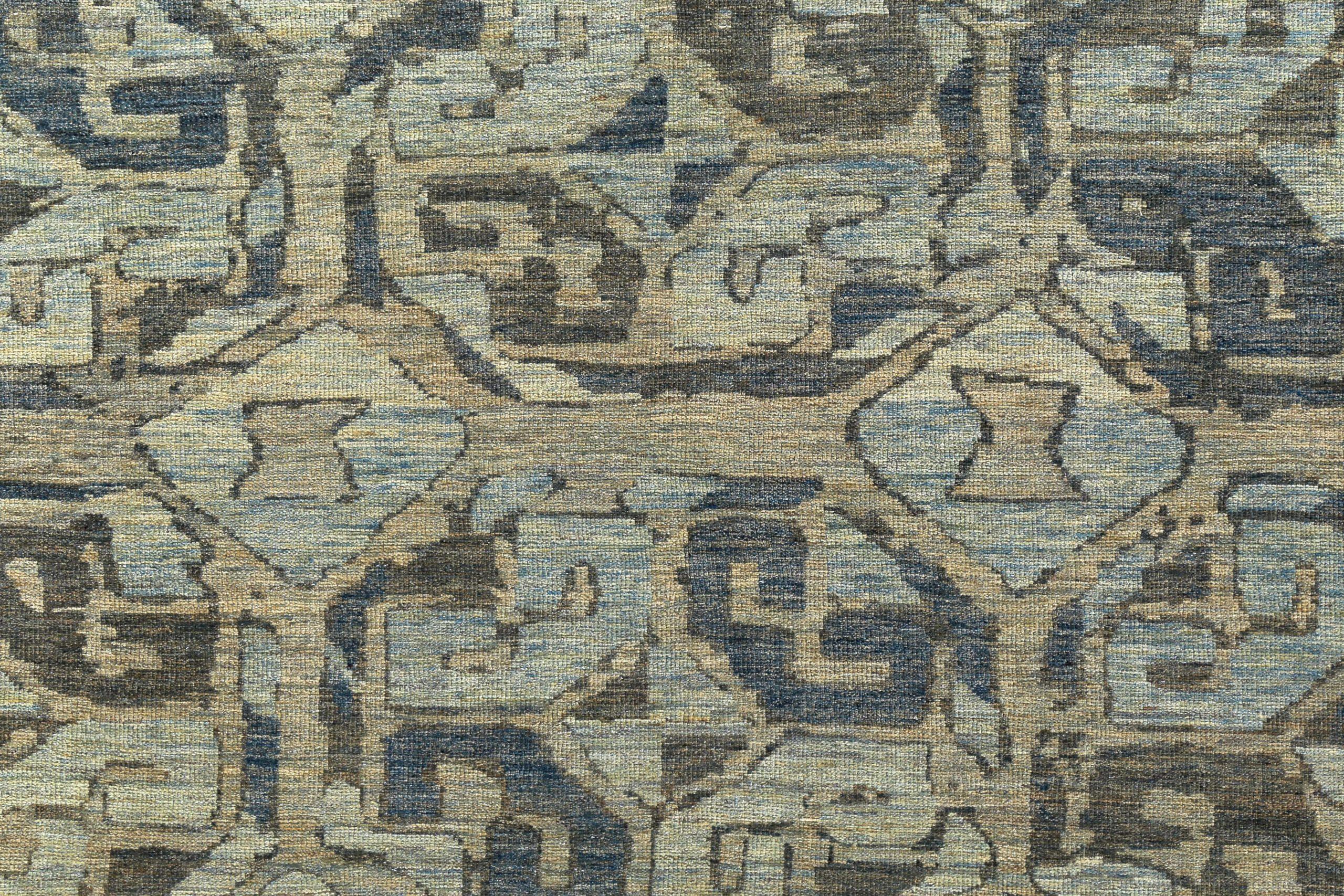 Persische Sultanabad Bereich Teppiche CIRCA 1990 - Wolle Blau Braun Elfenbein Design - 89513 (Asiatisch) im Angebot
