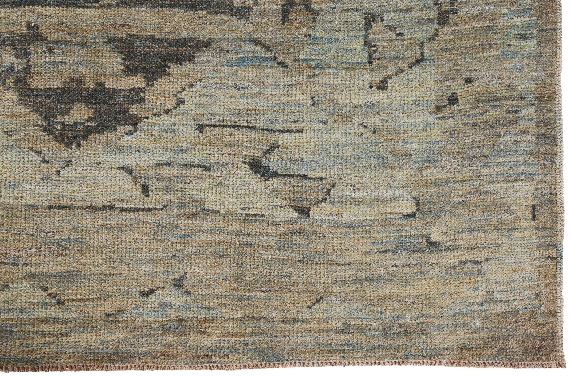 Persische Sultanabad Bereich Teppiche CIRCA 1990 - Wolle Blau Braun Elfenbein Design - 89513 im Zustand „Hervorragend“ im Angebot in Dallas, TX