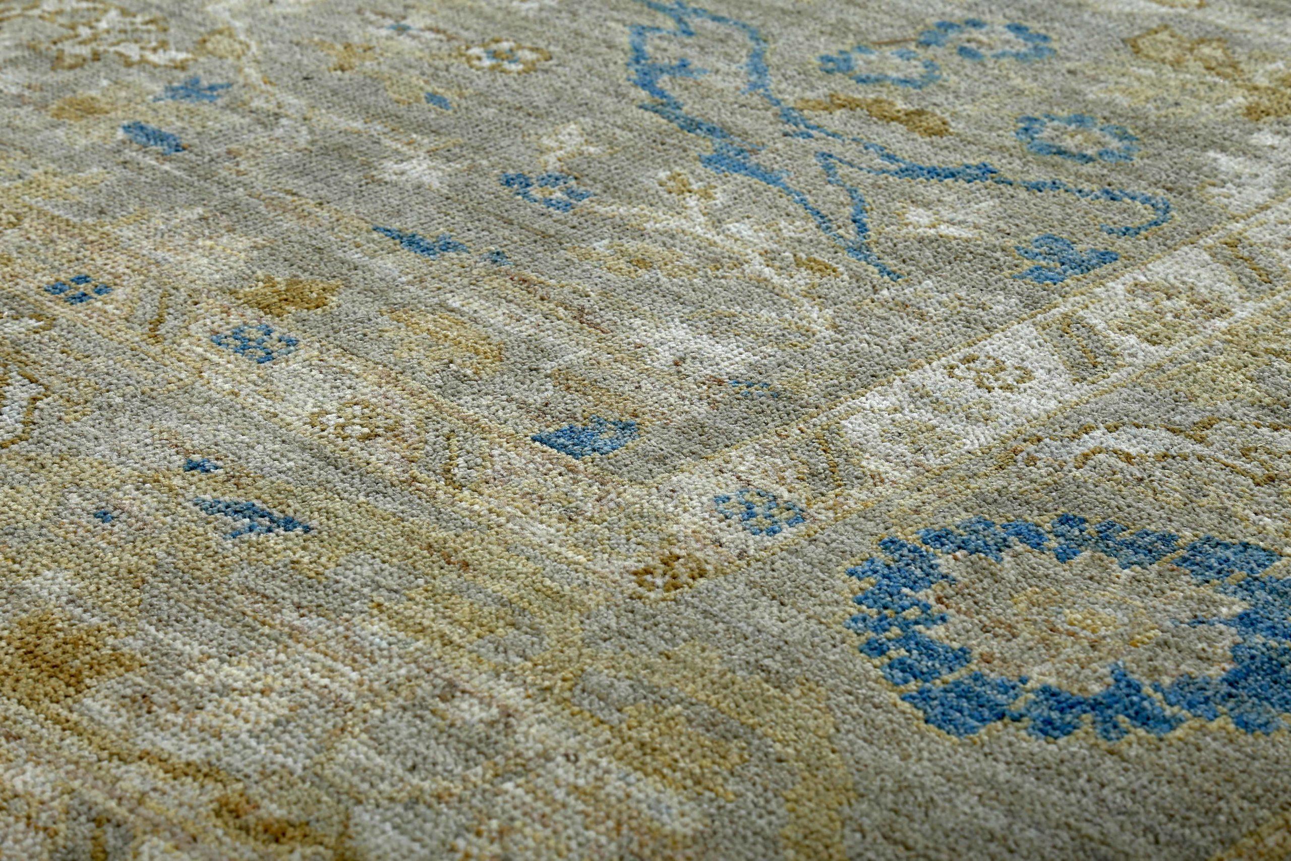 Persische Sultanabad-Teppiche Circa 1990 - Wolle Blau Grau Grün Design - 89117 (20. Jahrhundert) im Angebot