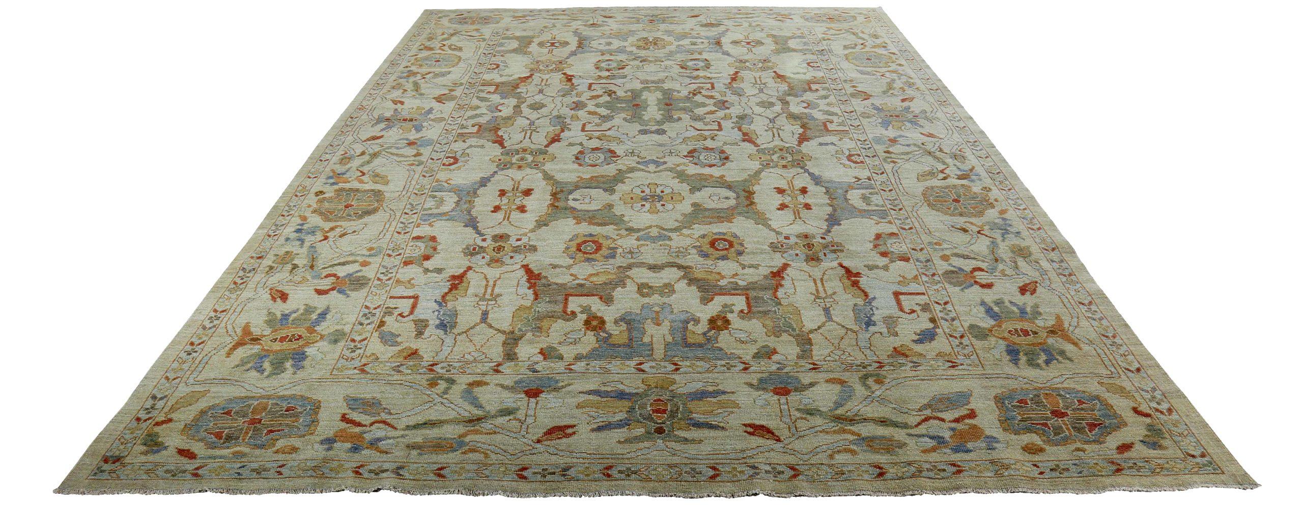 Découvrez l'élégance des tapis persans Sultanabad de Circa 1990. Conçu avec de la laine et du BlueGreenIvory, ce design exclusif est parfait pour mettre en valeur votre espace.
