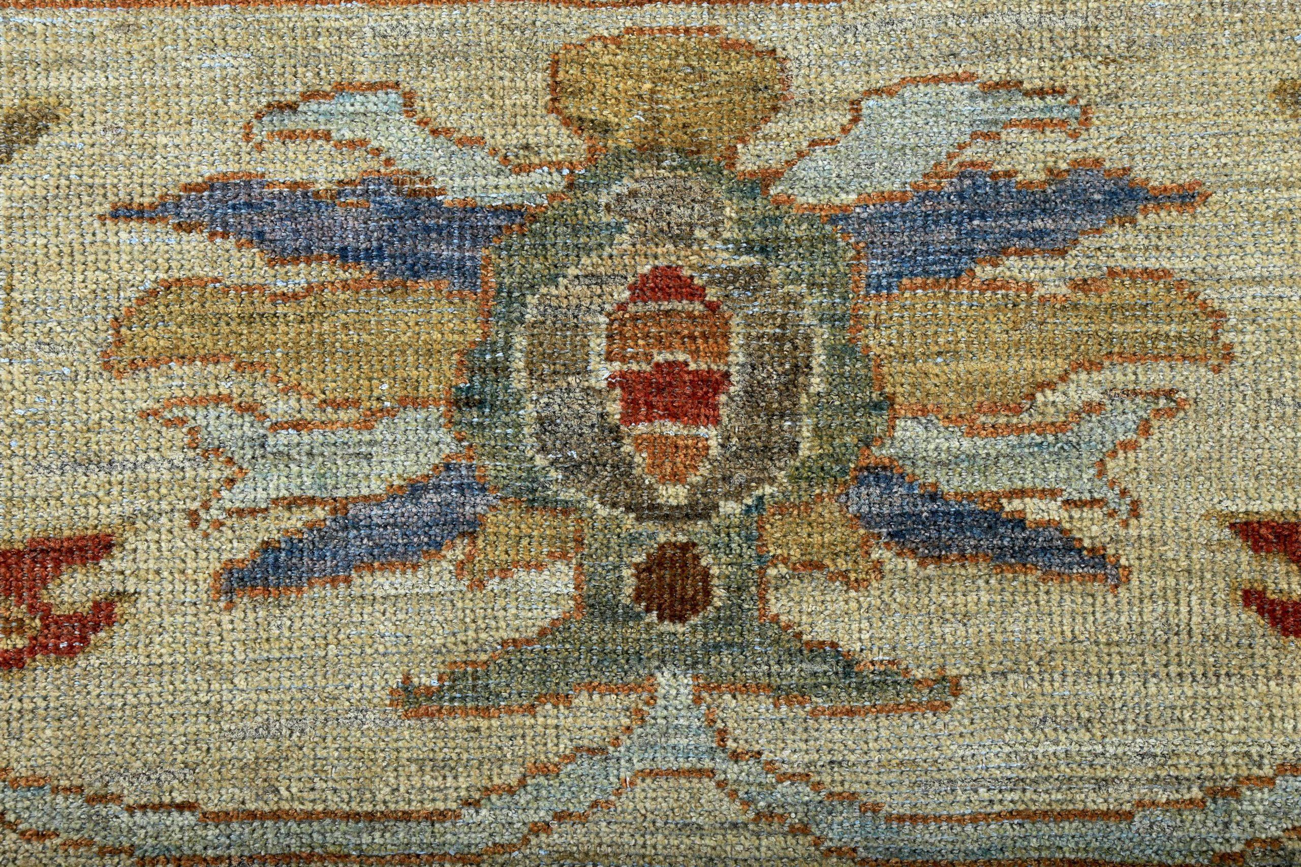 20ième siècle Tapis Persan Sultanabad Circa 1990 - Laine Bleu Vert Design/One - 89118 en vente