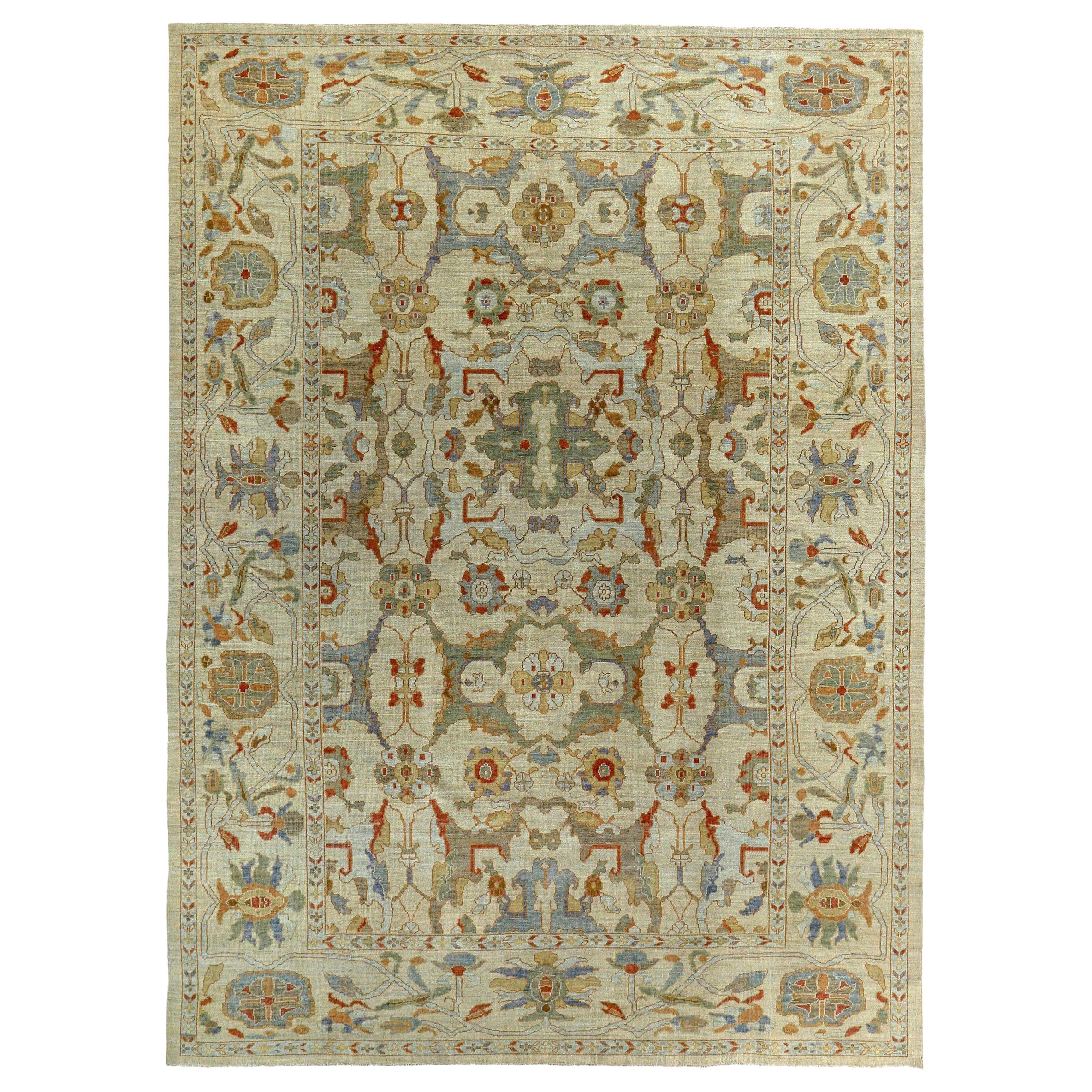 Tappeti persiani Sultanabad Rugs Circa 1990 - Lana Blu Verde Avorio Design - 89118
