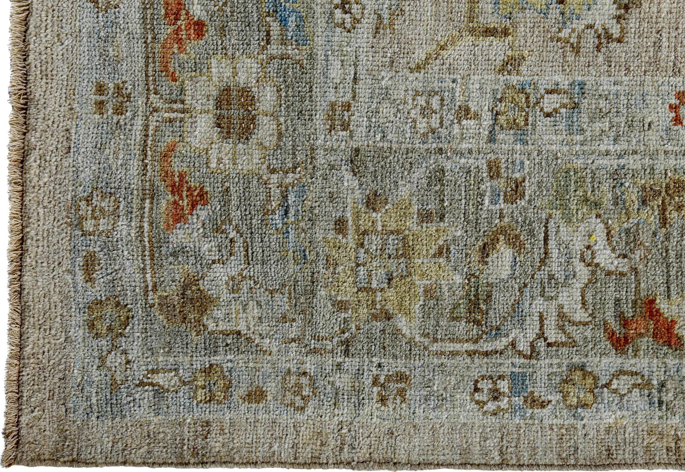 Persische Sultanabad-Teppiche Circa 1990 - Wolle Blau Grün Elfenbein Design - 89129 im Zustand „Hervorragend“ im Angebot in Dallas, TX