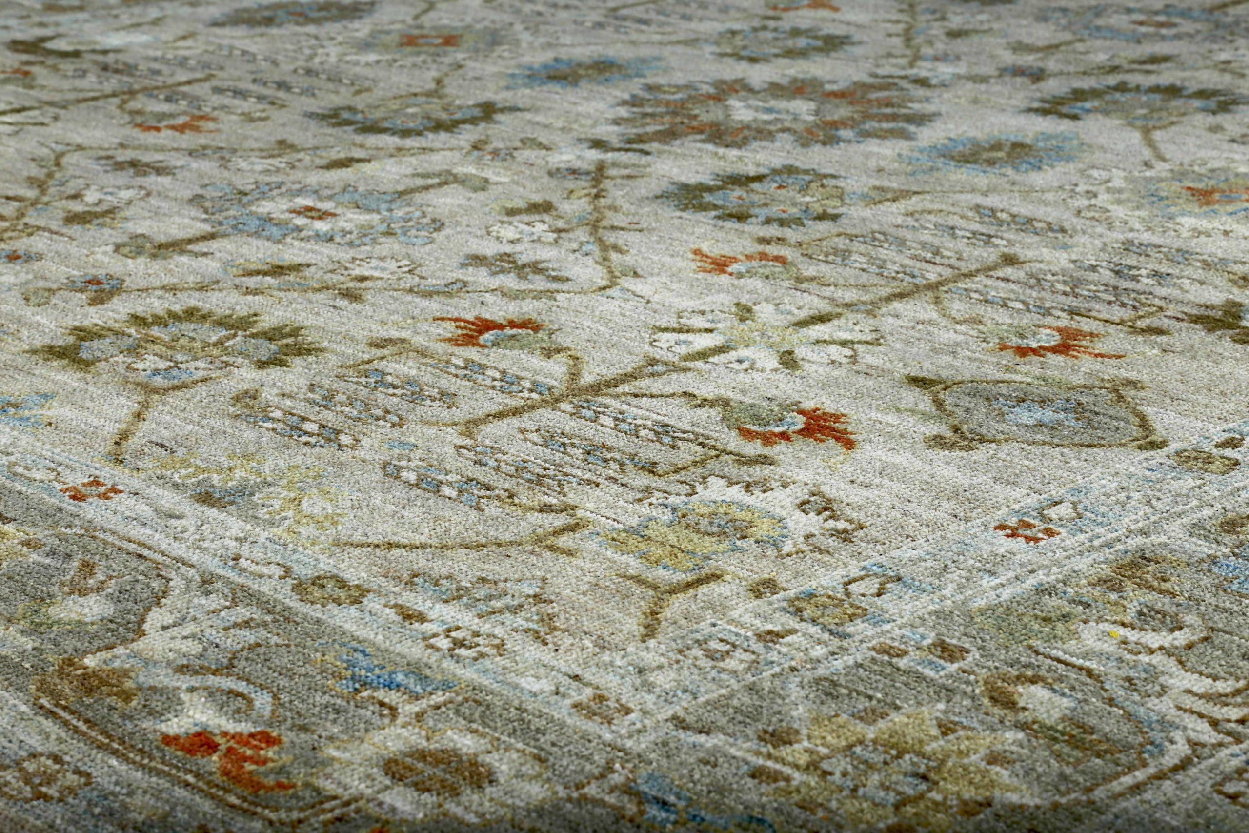 Persische Sultanabad-Teppiche Circa 1990 - Wolle Blau Grün Elfenbein Design - 89129 (20. Jahrhundert) im Angebot