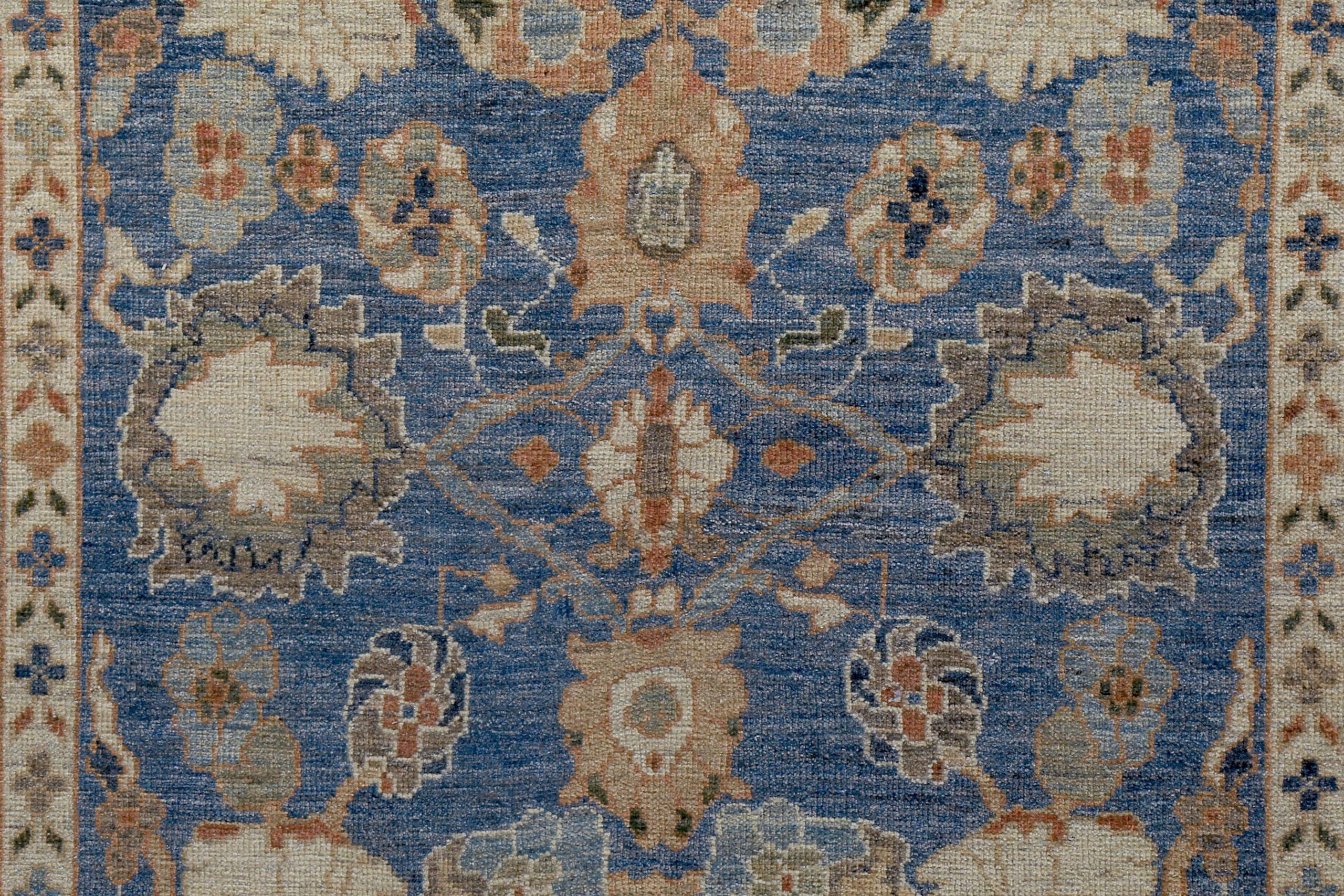 Persische Sultanabad-Teppiche Circa 1990 - Wolle Blau Elfenbein Design - 89394 (Asiatisch) im Angebot