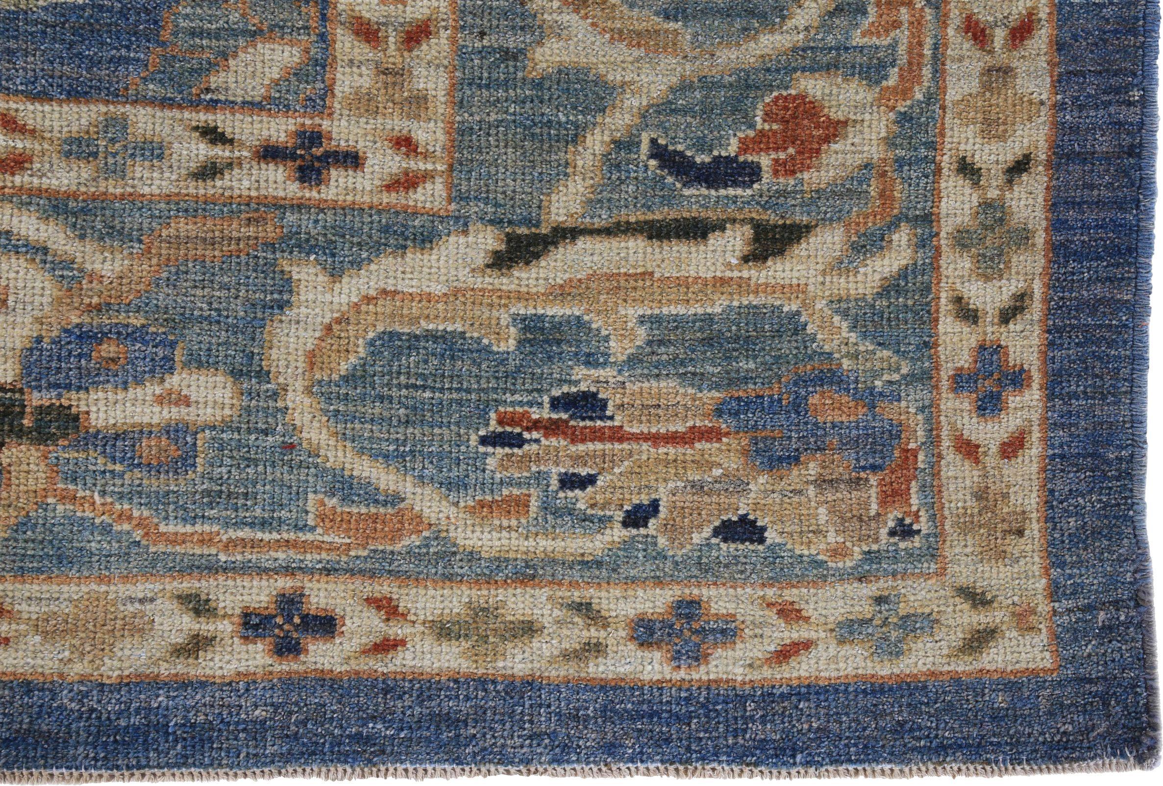 Persische Sultanabad-Teppiche Circa 1990 - Wolle Blau Elfenbein Design - 89394 im Zustand „Hervorragend“ im Angebot in Dallas, TX