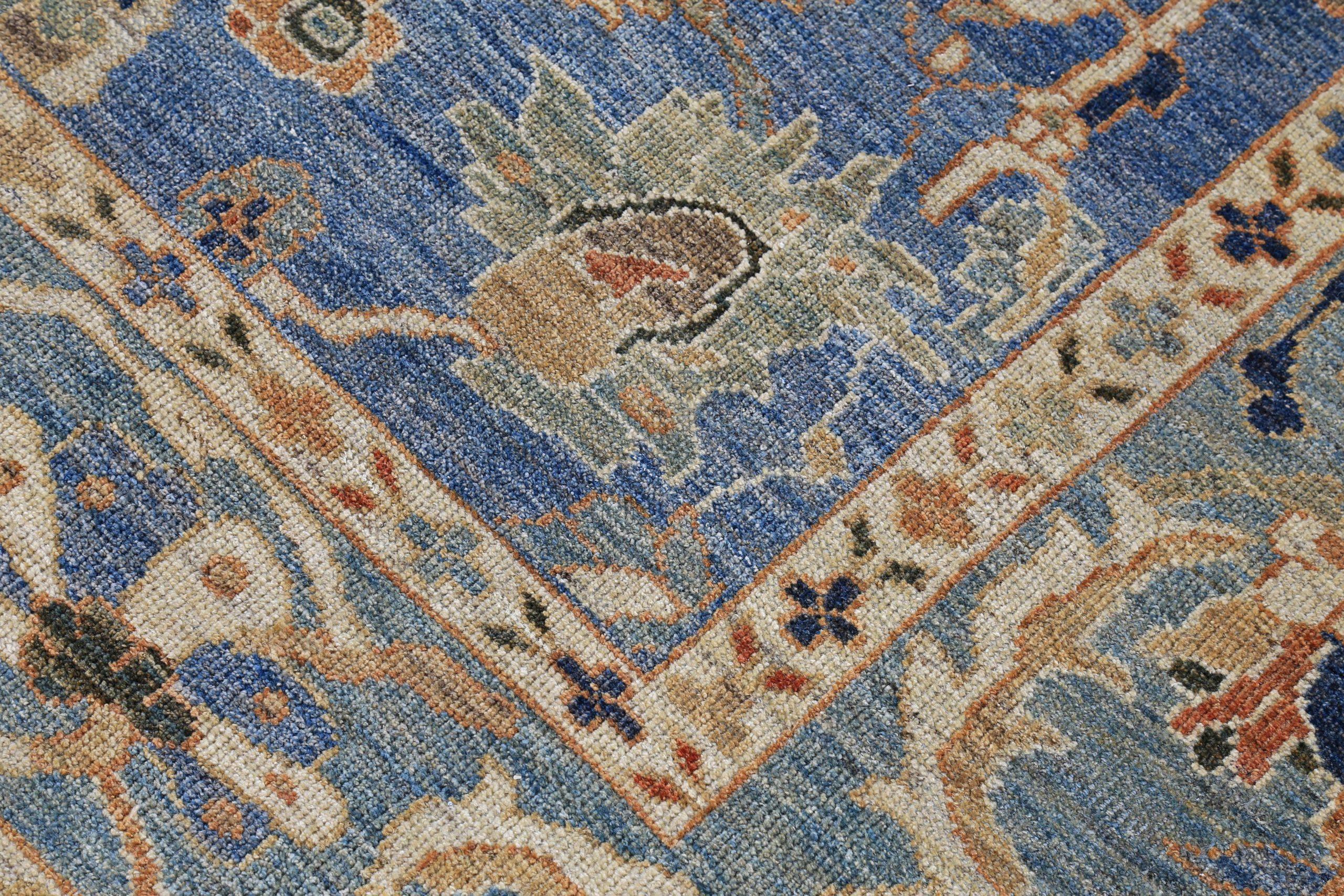 Persische Sultanabad-Teppiche Circa 1990 - Wolle Blau Elfenbein Design - 89394 (20. Jahrhundert) im Angebot