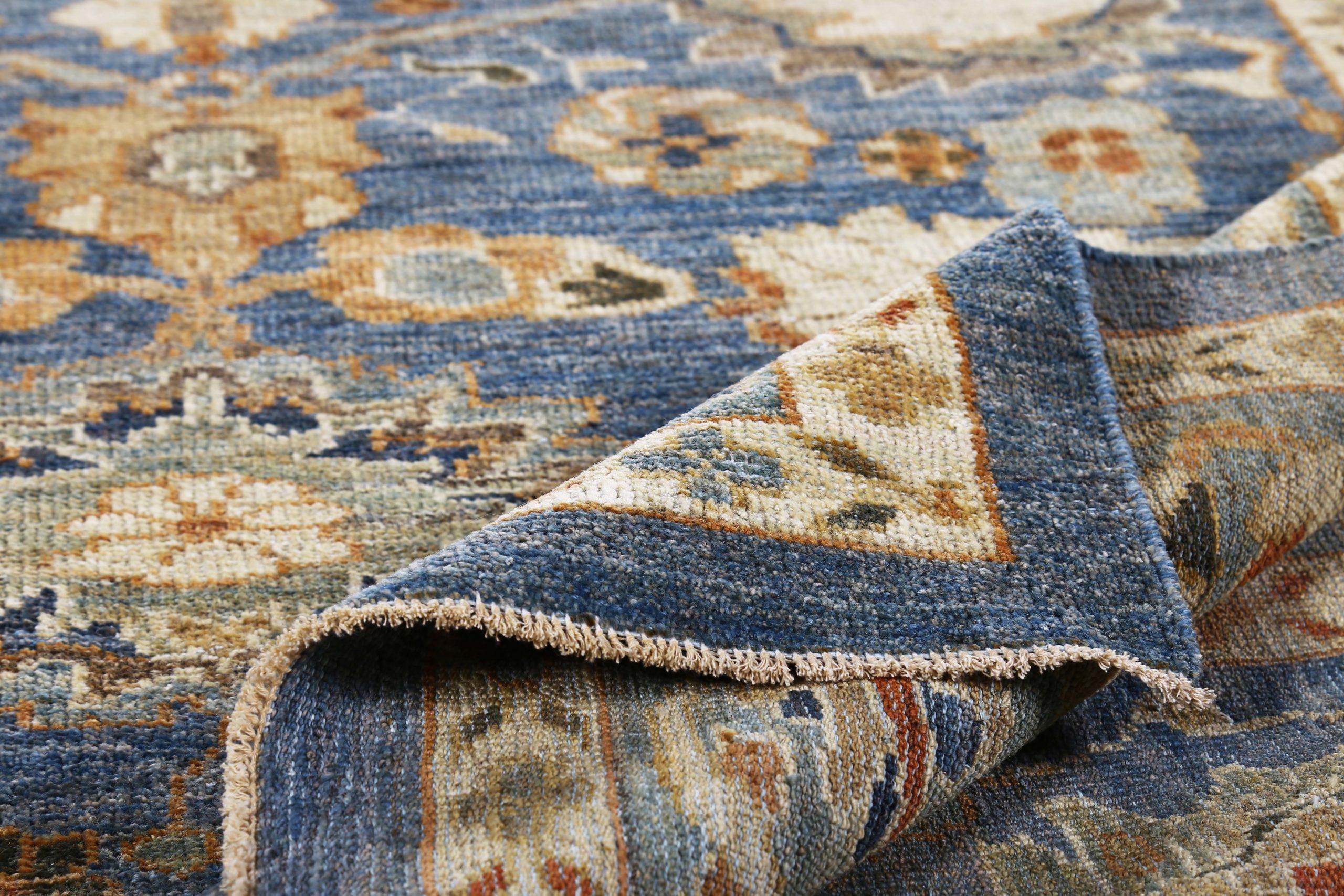 XX secolo Tappeti persiani Sultanabad Rugs Circa 1990 - Lana Blu Avorio Design - 89541 in vendita