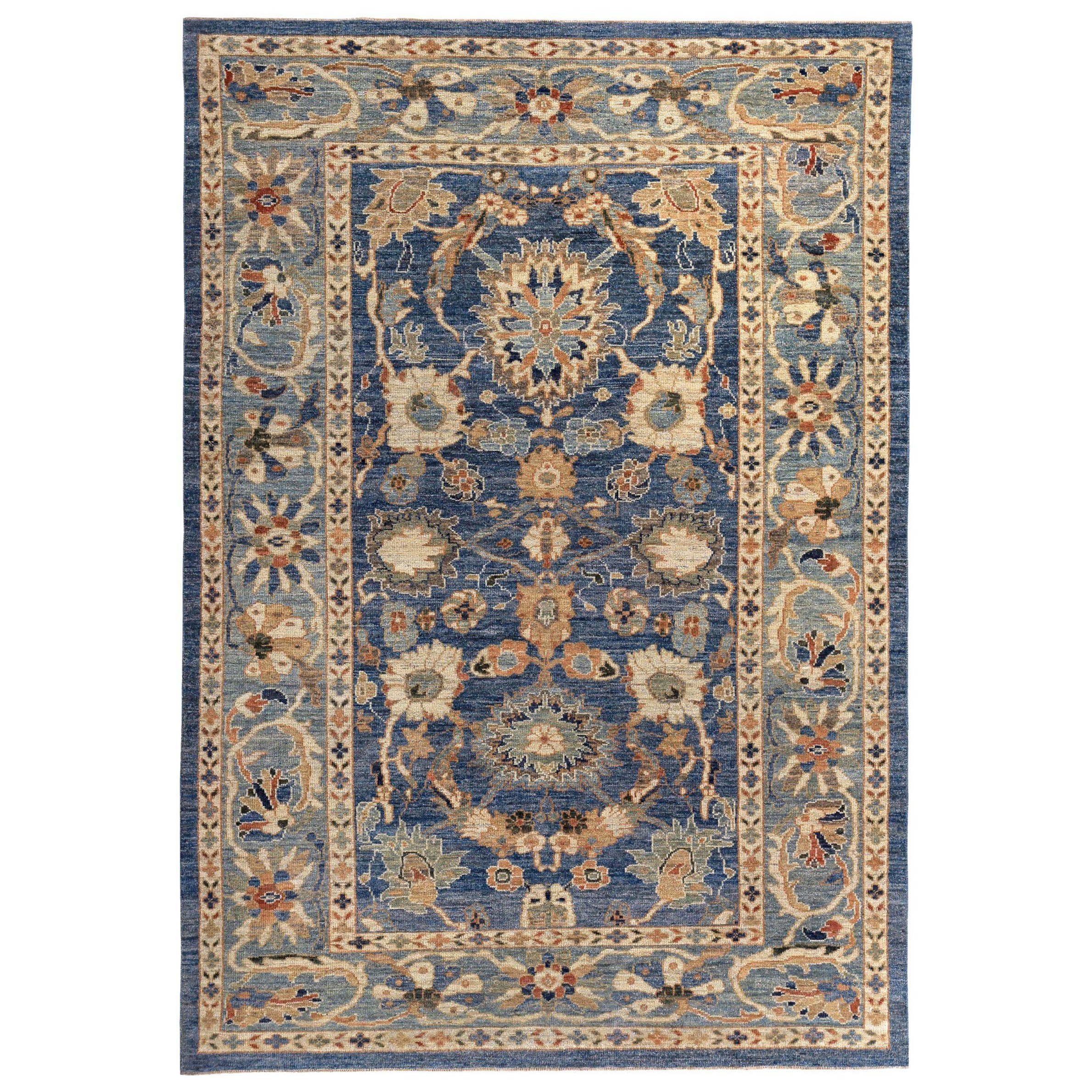 Tappeti persiani Sultanabad Rugs Circa 1990 - Lana Blu Avorio Design - 89541