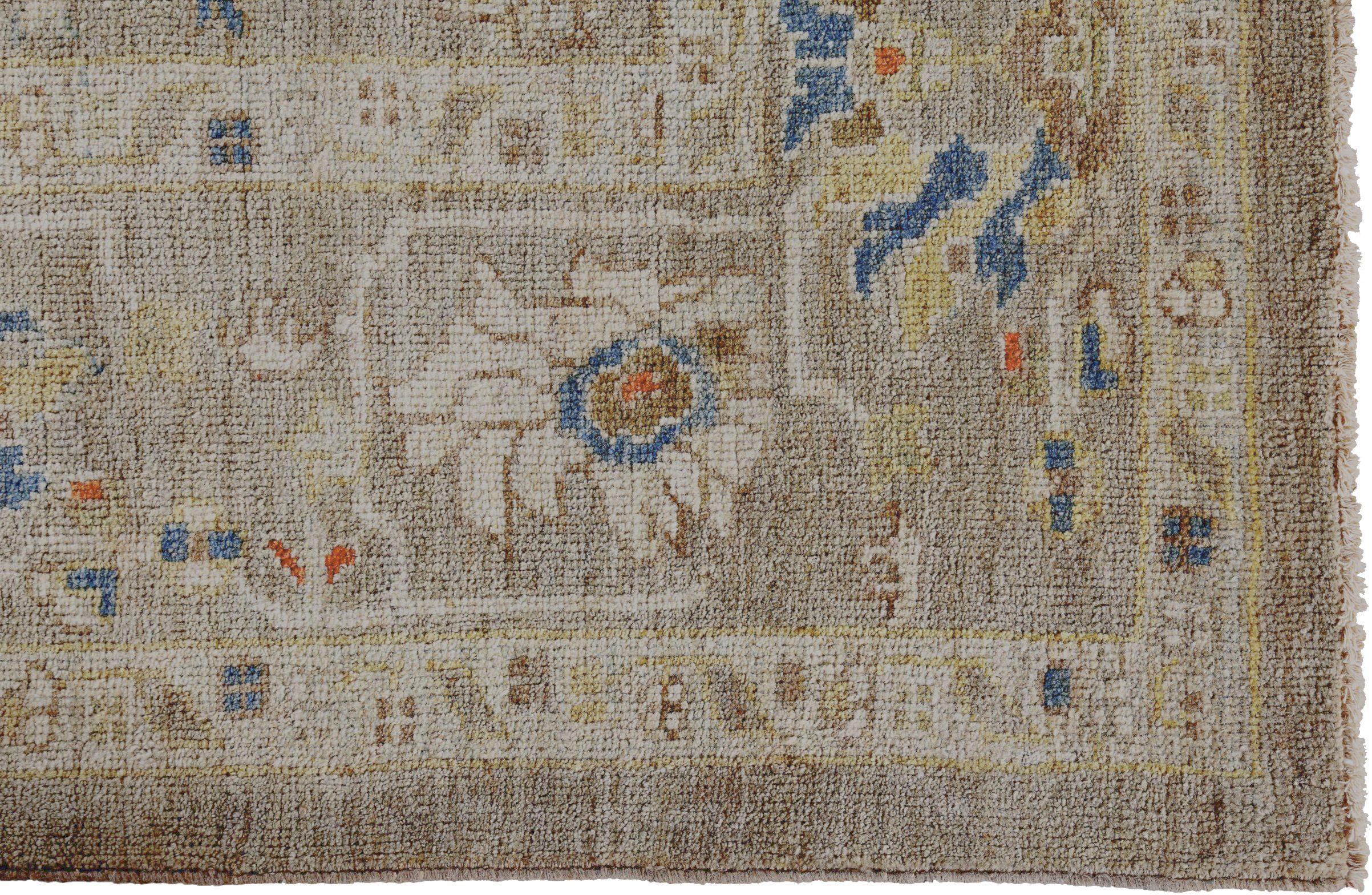 Tappeti persiani Sultanabad Rugs Circa 1990 - Lana Marrone Avorio Design - 89253 In condizioni ottime in vendita a Dallas, TX