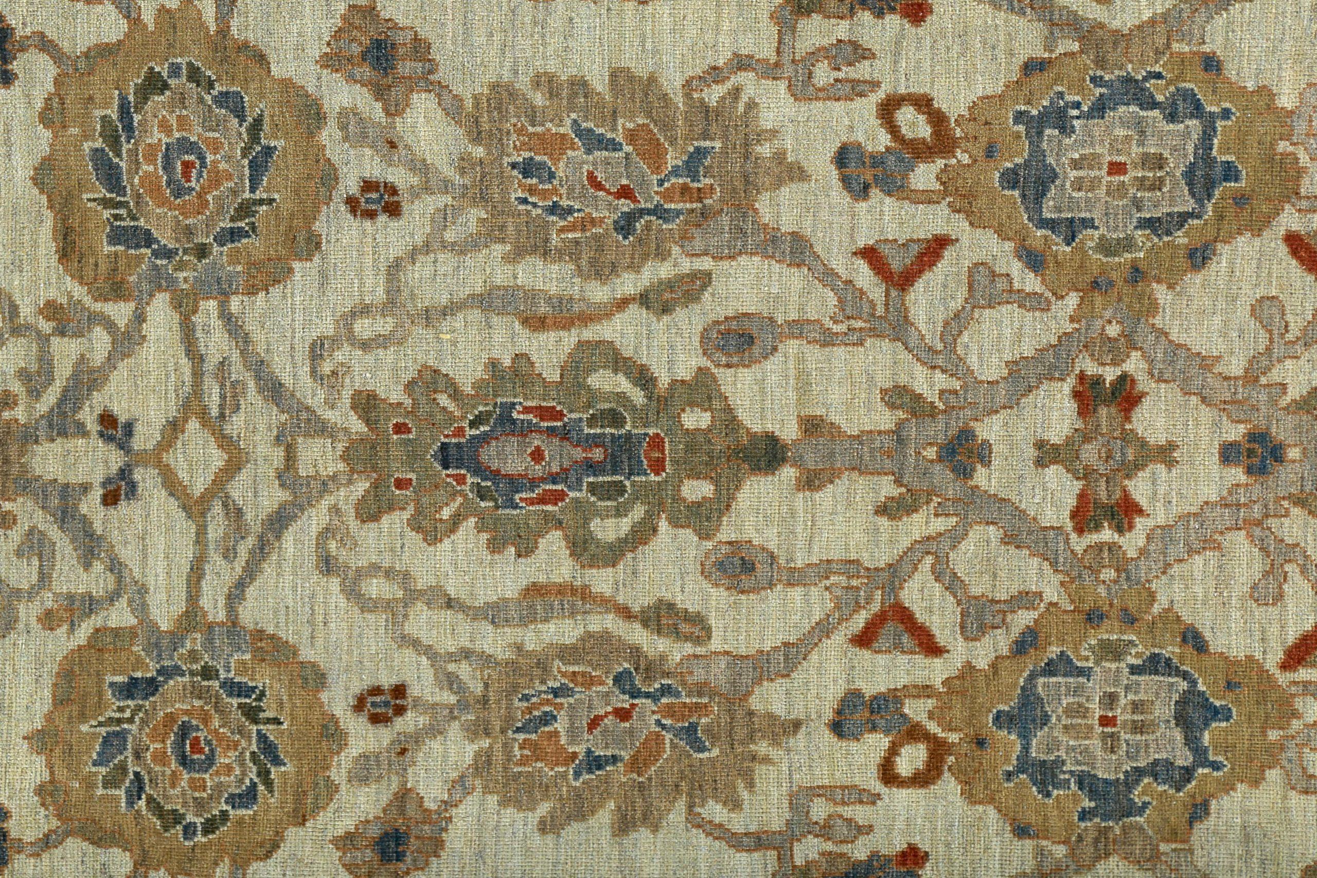 Persische Sultanabad Teppiche Circa 1990 - Wolle Braun Elfenbein Design - 89310 (Asiatisch) im Angebot