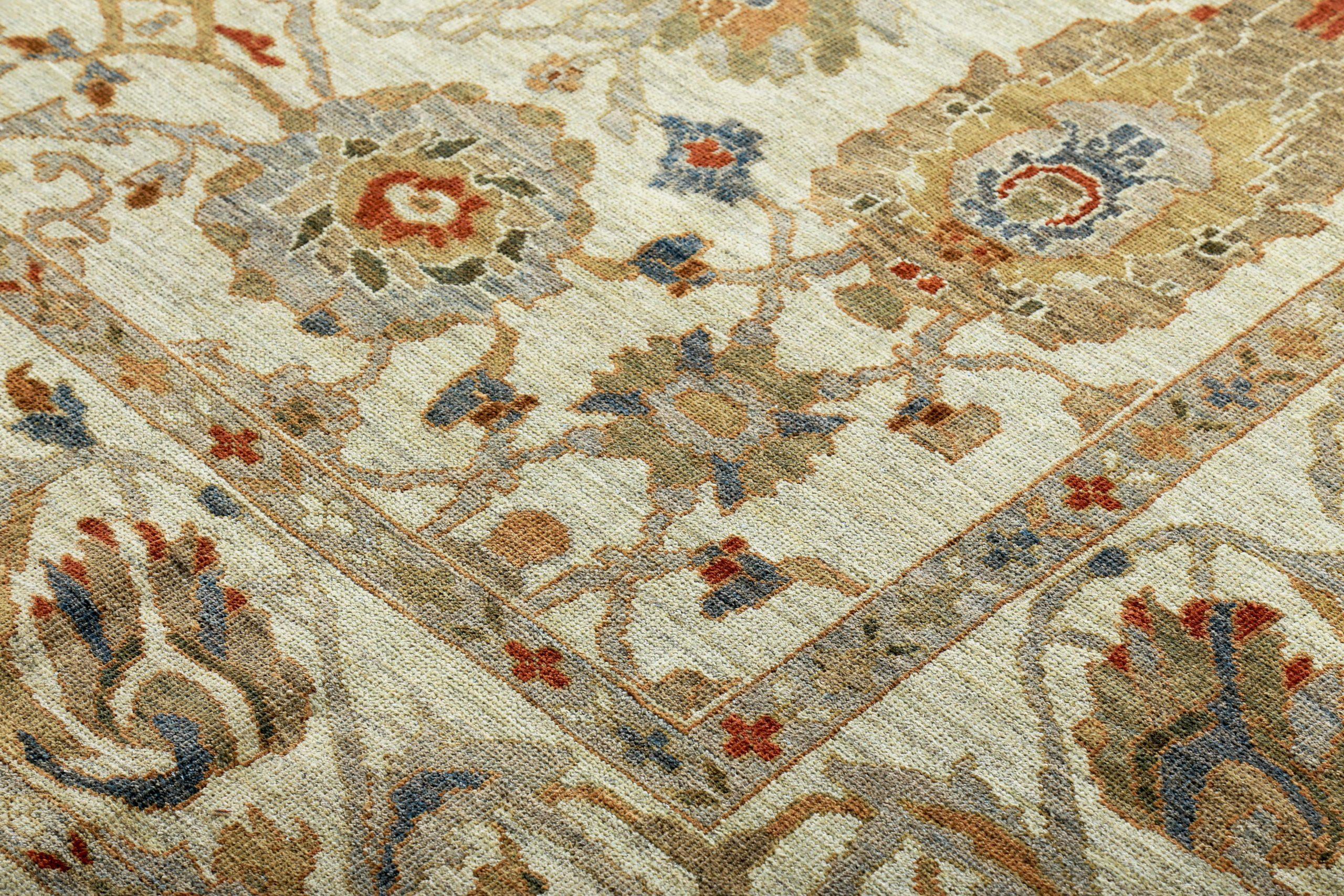Persische Sultanabad Teppiche Circa 1990 - Wolle Braun Elfenbein Design - 89310 im Zustand „Hervorragend“ im Angebot in Dallas, TX