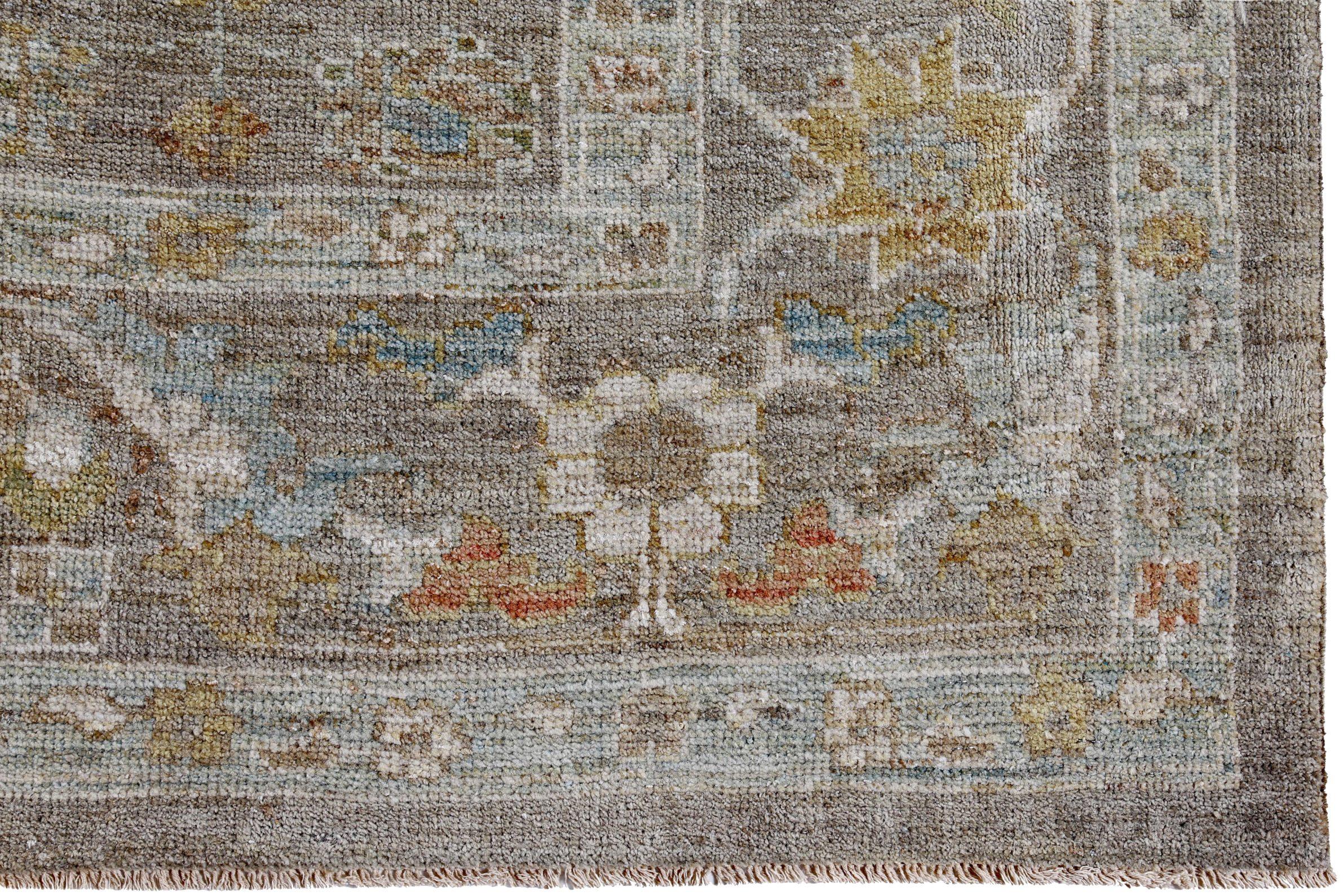 Tappeti persiani Sultanabad Rugs Circa 1990 - Lana Marrone Avorio Design - 89483 In condizioni ottime in vendita a Dallas, TX