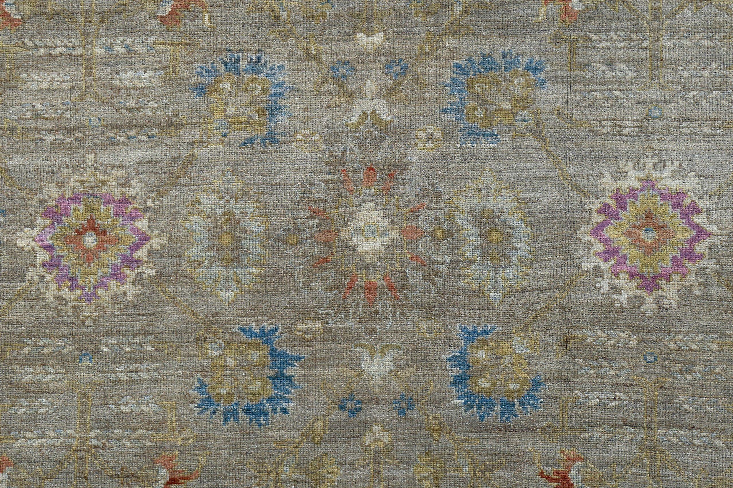 Persische Sultanabad-Teppiche Circa 1990 - Wolle Grau Elfenbein Purpel Design - 89434 (Asiatisch) im Angebot