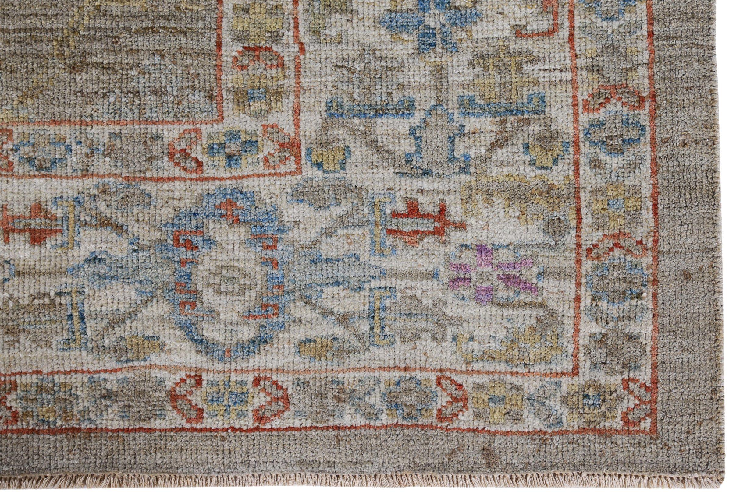 Persische Sultanabad-Teppiche Circa 1990 - Wolle Grau Elfenbein Purpel Design - 89434 im Zustand „Hervorragend“ im Angebot in Dallas, TX