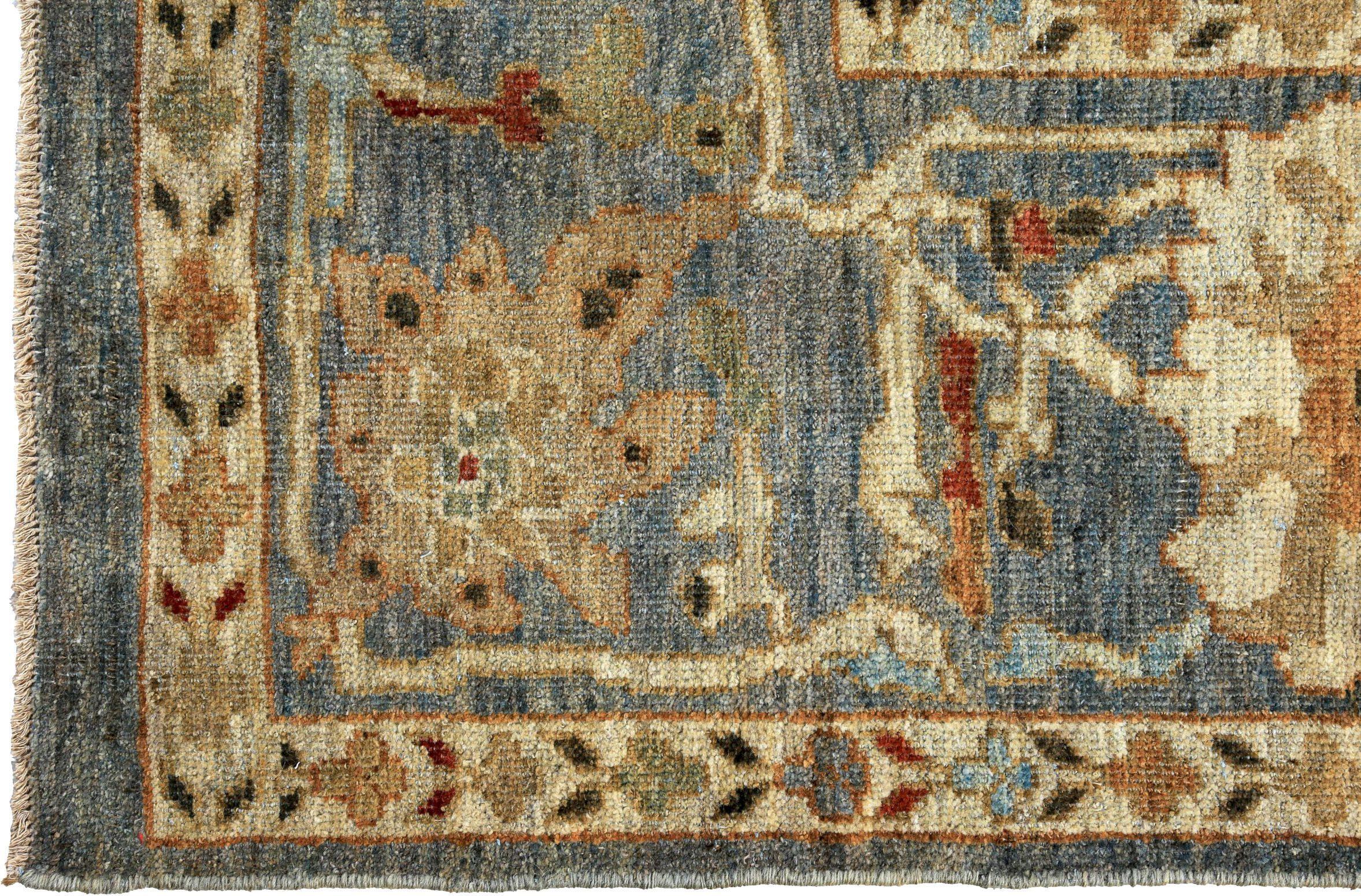 Persische Sultanabad Bereich Teppiche CIRCA 1990 - Wolle Grau Elfenbein Gelb Design - 89331 (Asiatisch) im Angebot