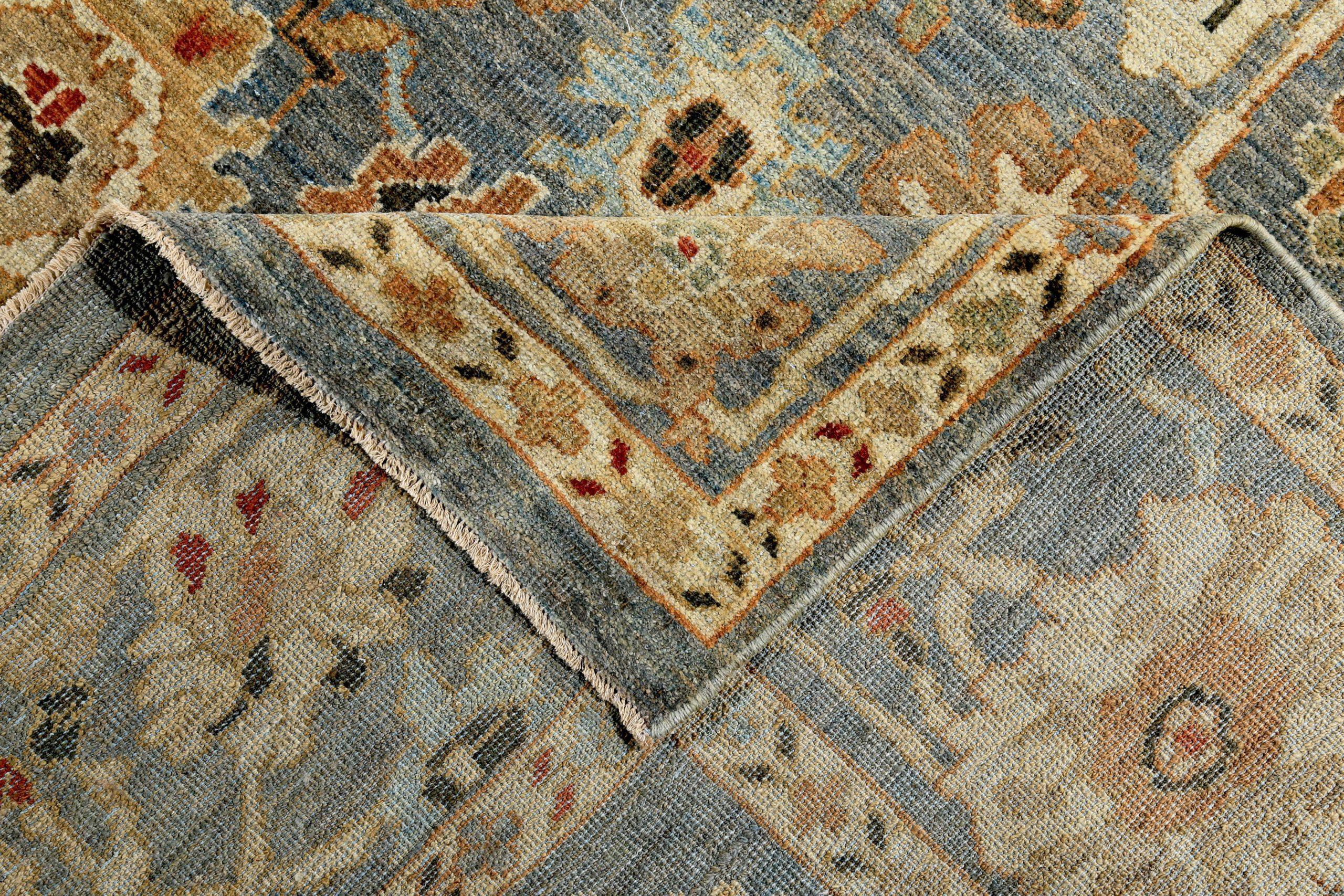 Persische Sultanabad Bereich Teppiche CIRCA 1990 - Wolle Grau Elfenbein Gelb Design - 89331 (20. Jahrhundert) im Angebot