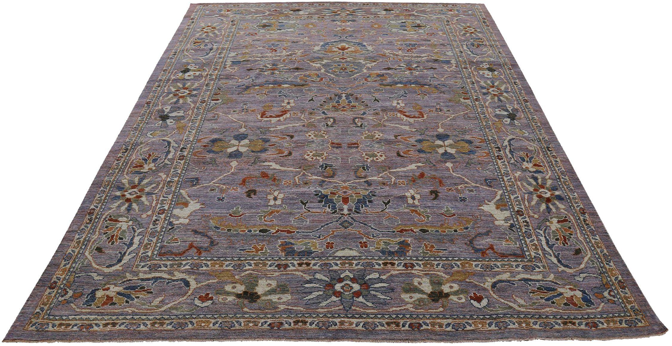 Entdecken Sie die Eleganz der persischen Sultanabad Teppiche von CIRCA 1990. Dieses exklusive Design aus Wolle und elfenbeinfarbenem Pelz ist perfekt, um Ihren Raum zu verschönern.